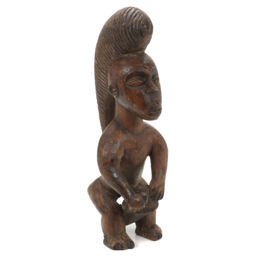 West African Style Wooden Figure with Drum