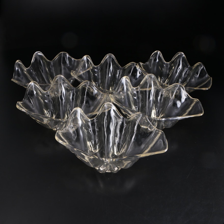 Acrylic Clam Shell Serving Bowls, Mid to Late 20th Century