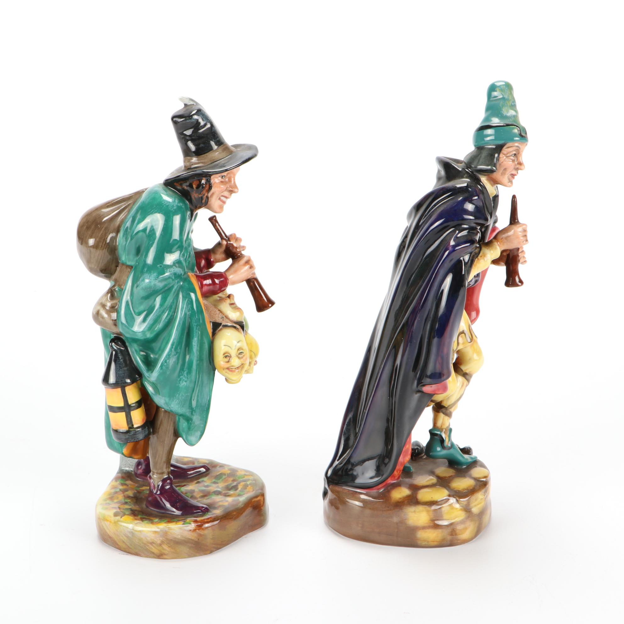 Royal Doulton "The Mask Seller" and "The Pied Piper" Earthenware Figurines