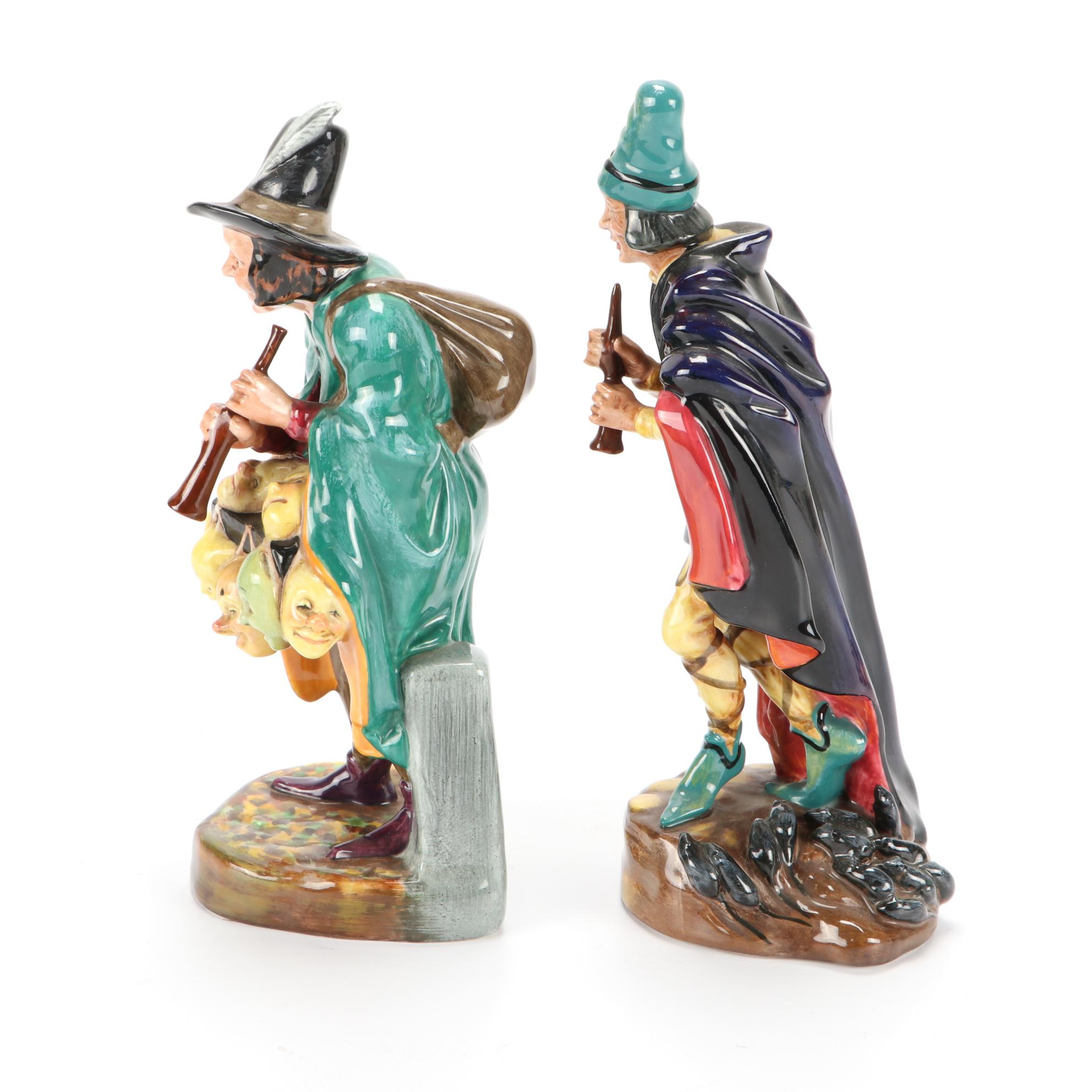 Royal Doulton "The Mask Seller" and "The Pied Piper" Earthenware Figurines