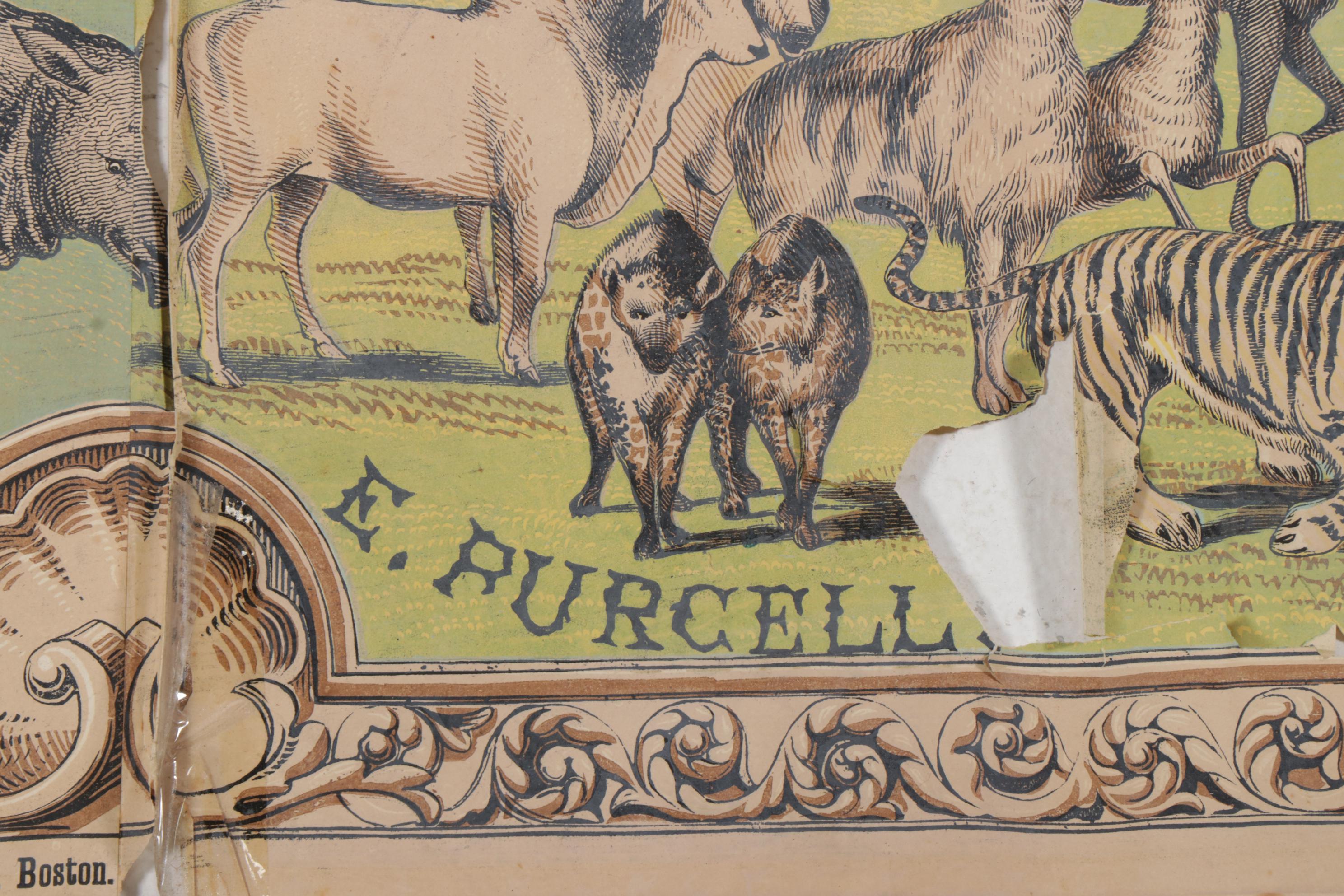 Large-Scale Raymond & Co Menagerie Color Lithograph Poster, 1850