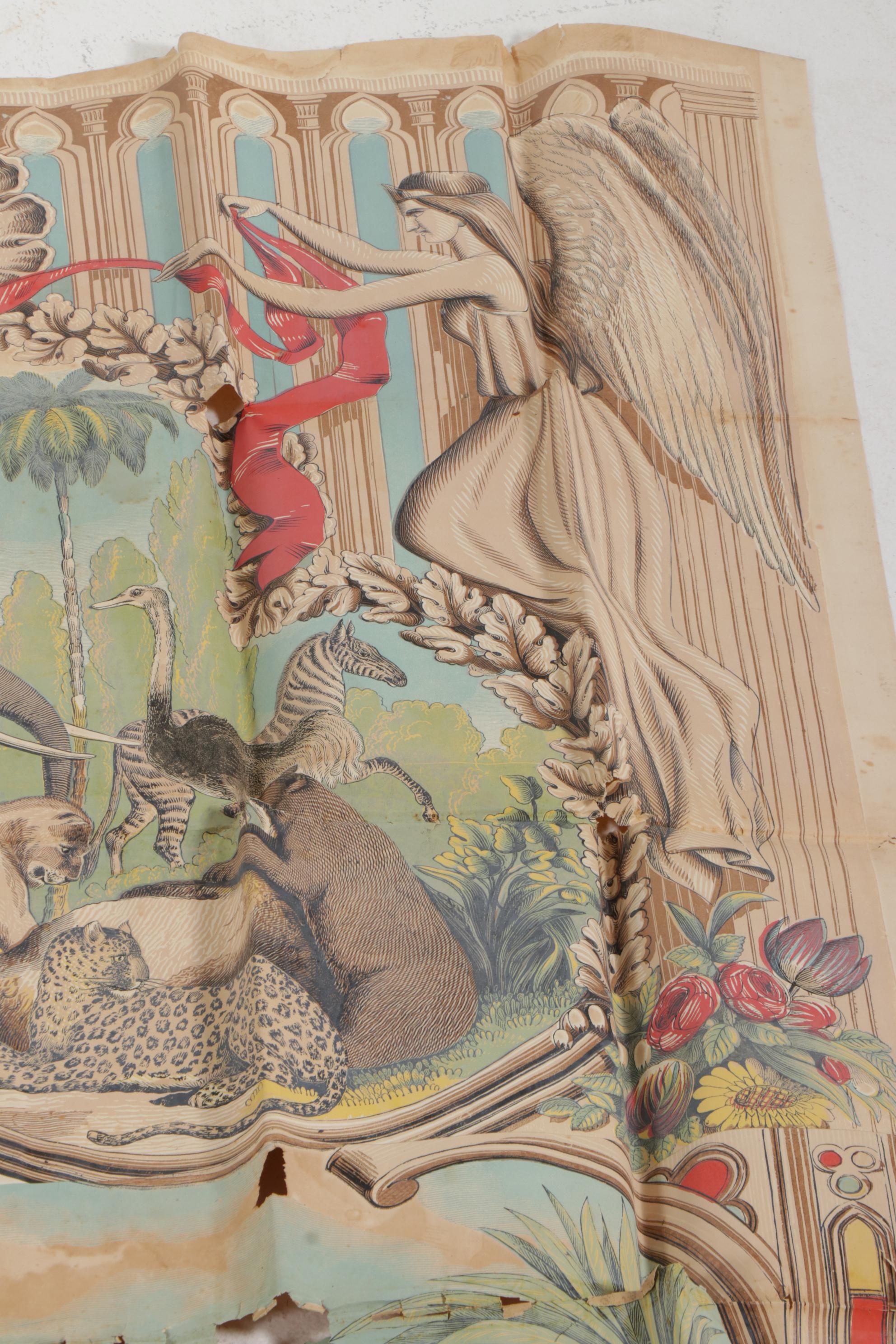 Large-Scale Raymond & Co Menagerie Color Lithograph Poster, 1850