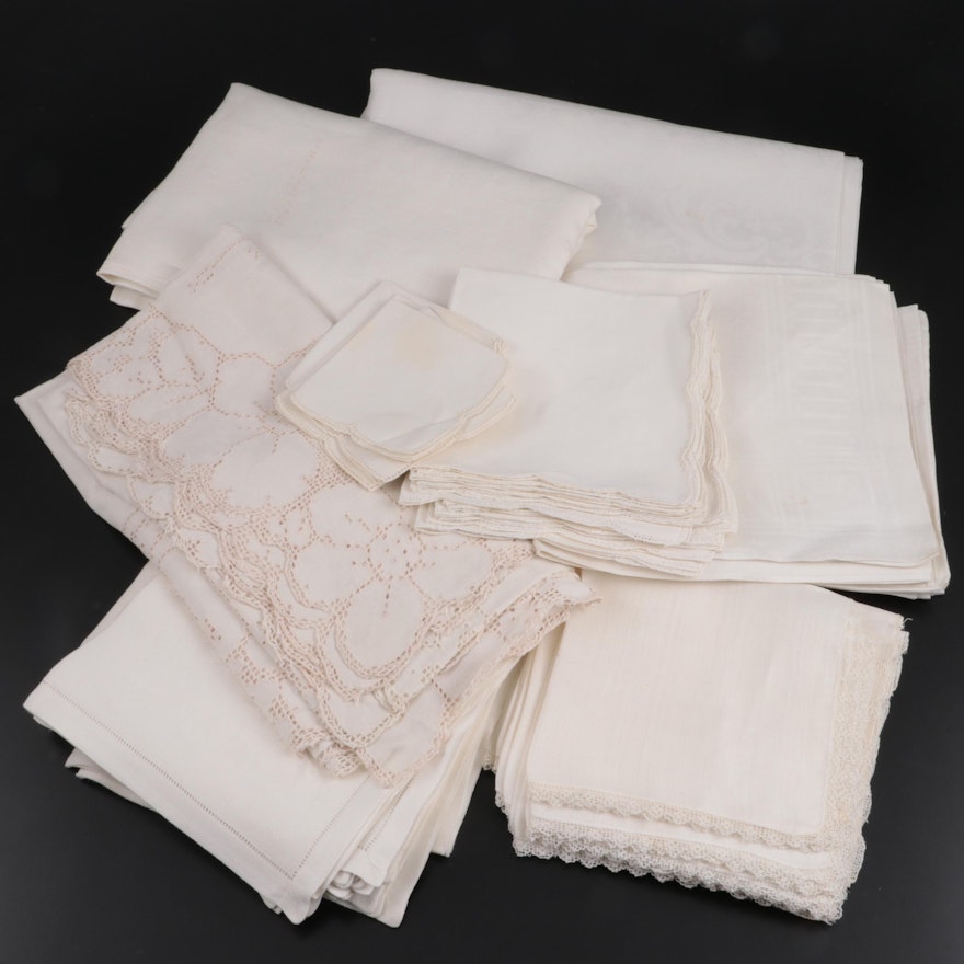 Cutwork, Hemstitch, and Drawn-Thread Lace Table Linens