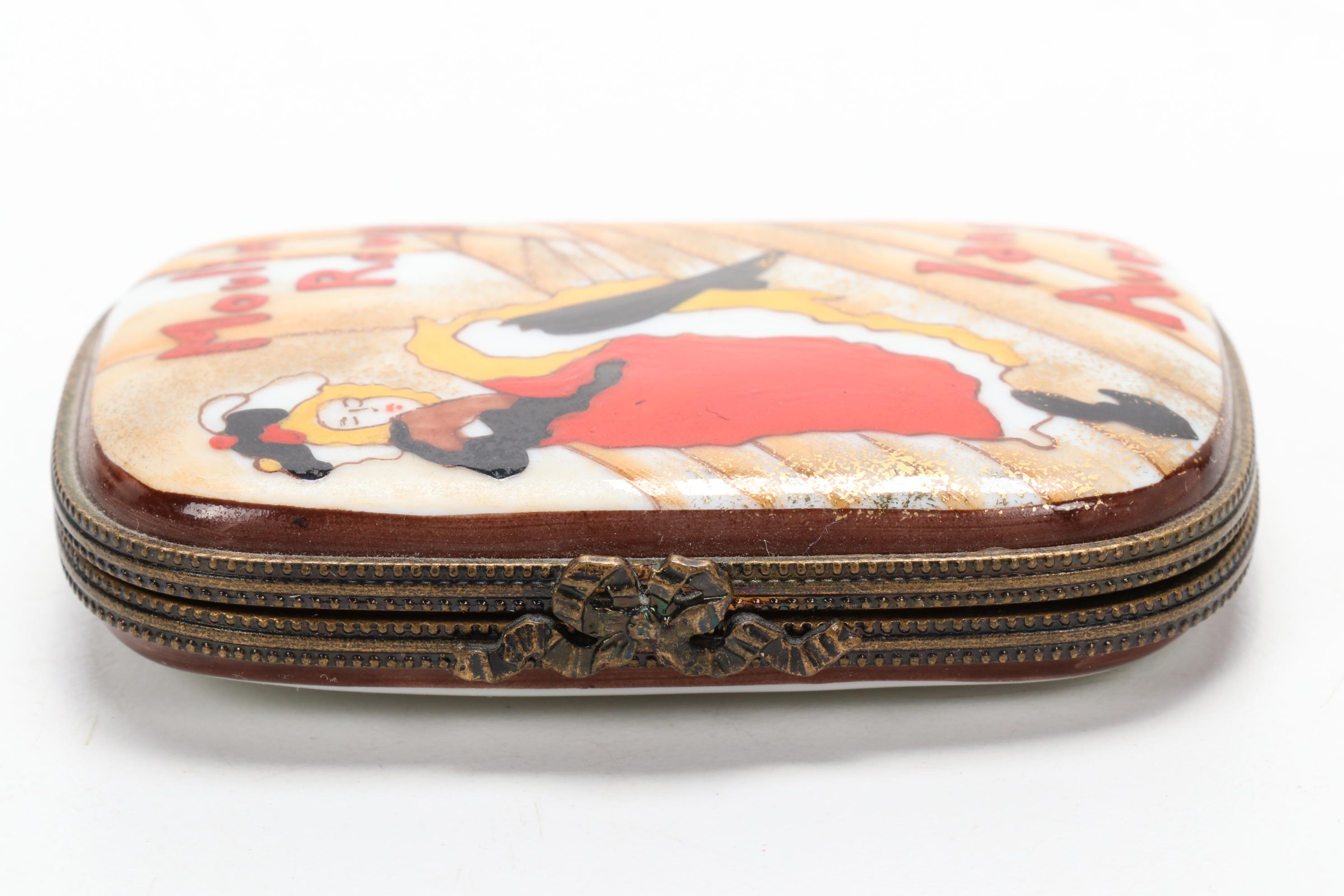 Hand-Painted Limoges Porcelain "Moulin Rouge Jane Avril" Decorative Box