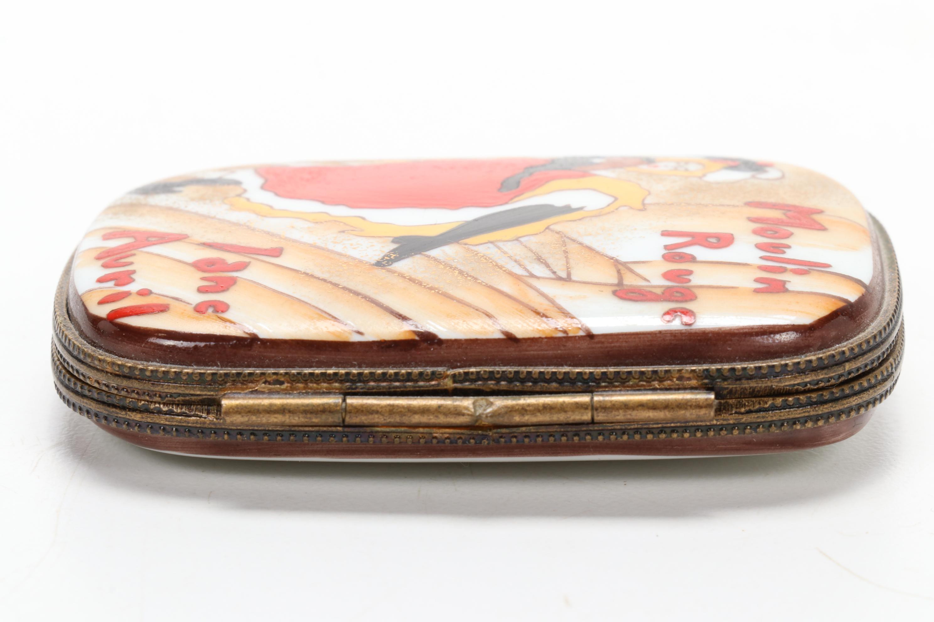 Hand-Painted Limoges Porcelain "Moulin Rouge Jane Avril" Decorative Box