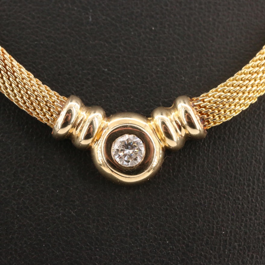 14K Diamond Mesh Necklace