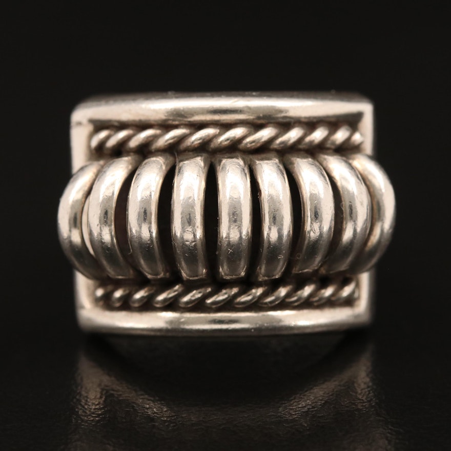 Sterling Geometric Patterned Ring