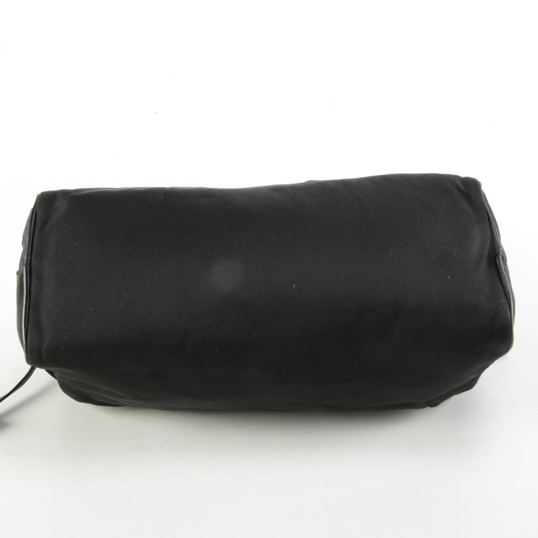 Prada Tessuto Nylon and Leather Buckle Strap Shoulder Bag in Black