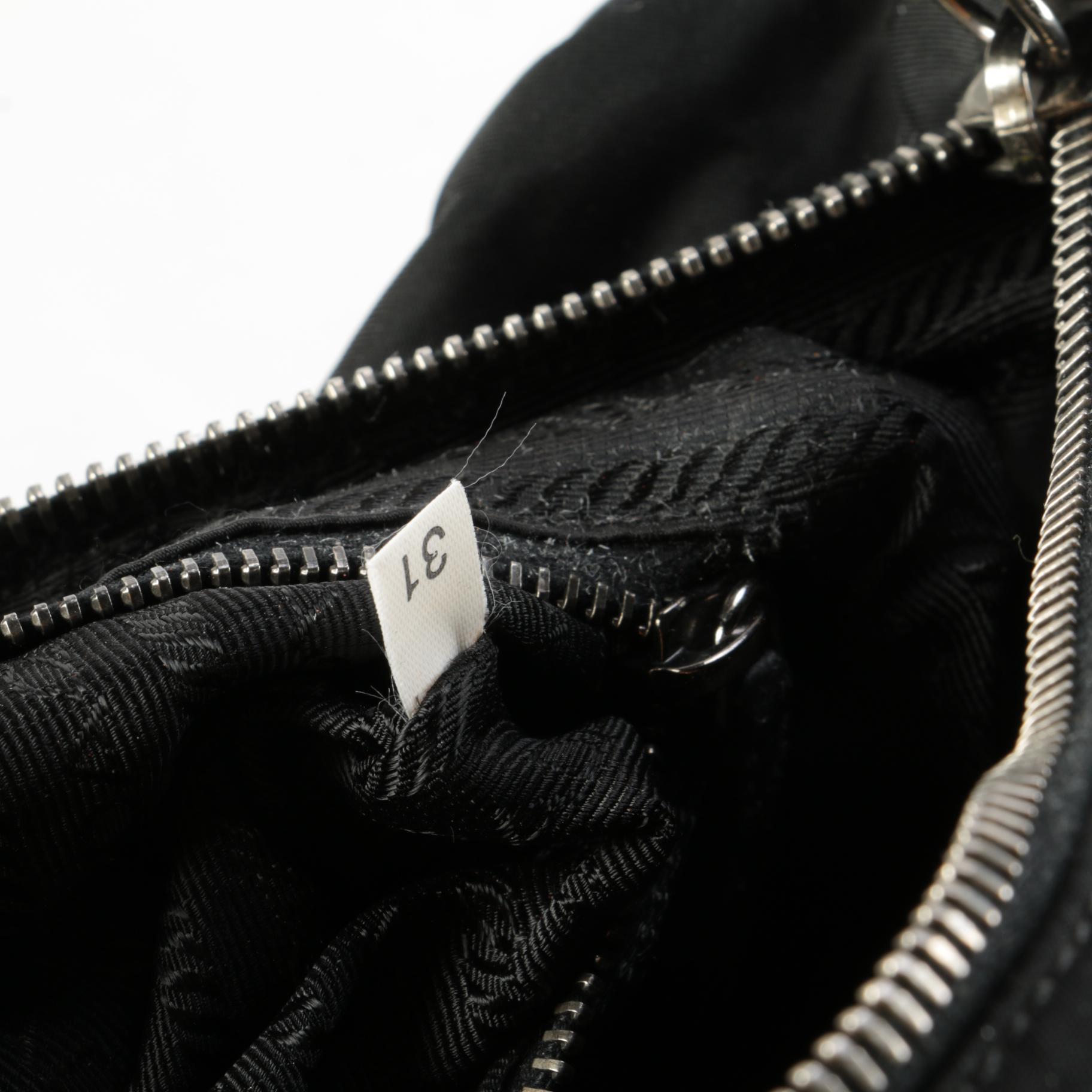 Prada Tessuto Nylon and Leather Buckle Strap Shoulder Bag in Black