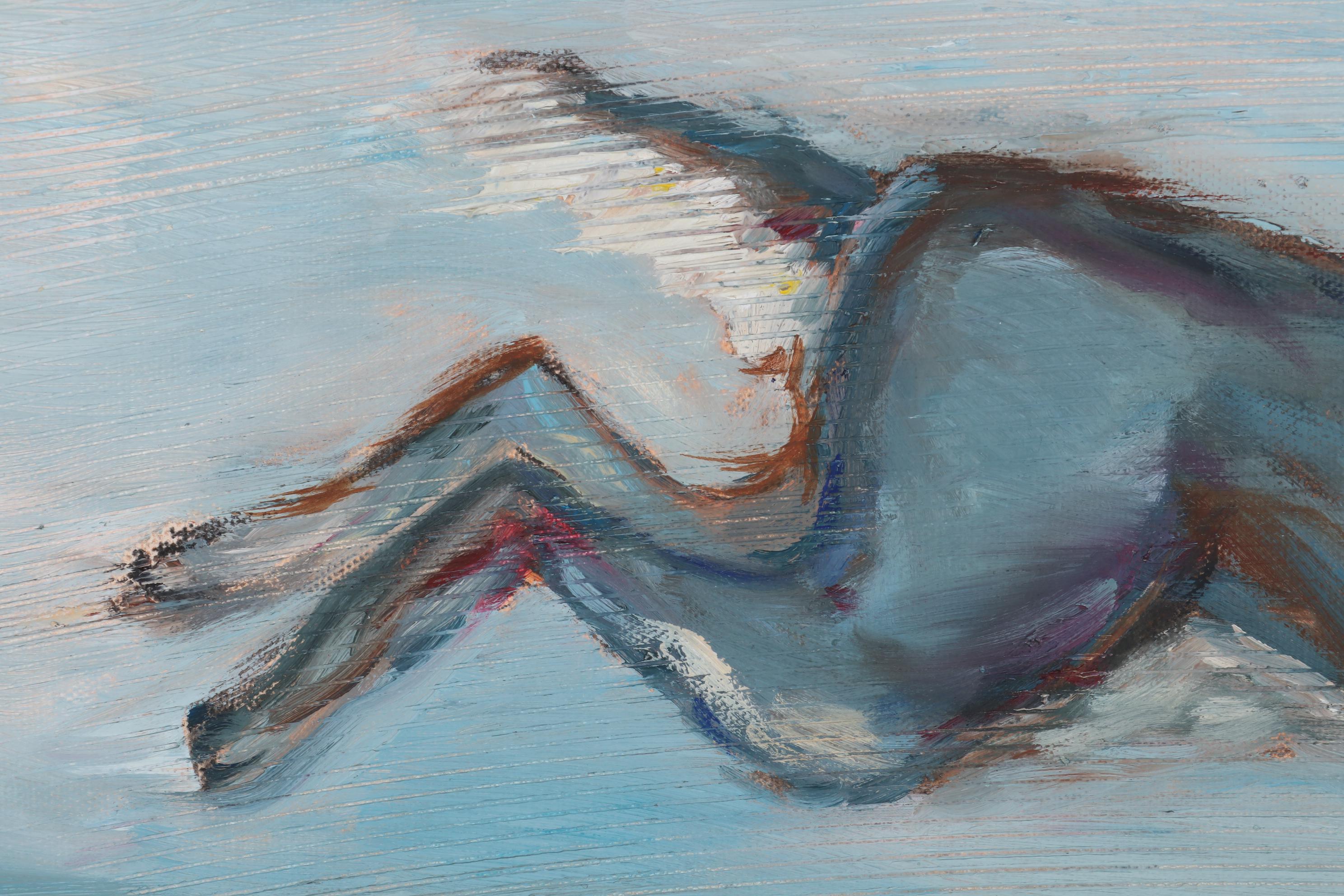 Oil Painting of Blue Rabbit, 21st Century