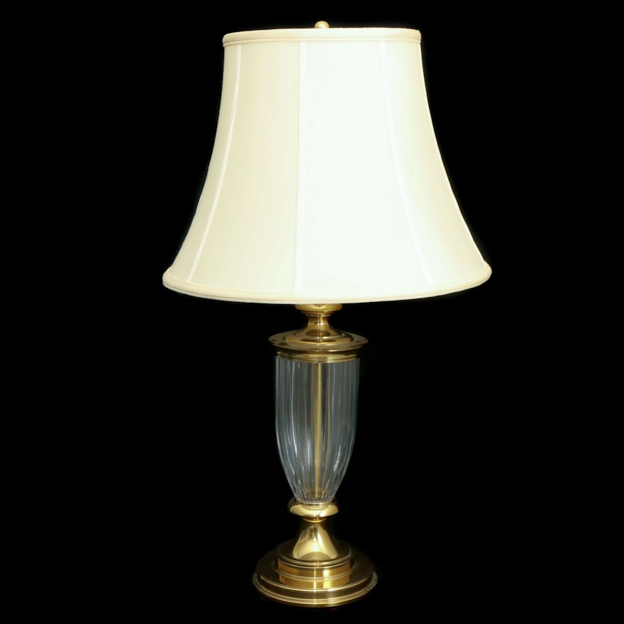 Stiffel Glass Table Lamp with Brass Accents, Late 20th Century