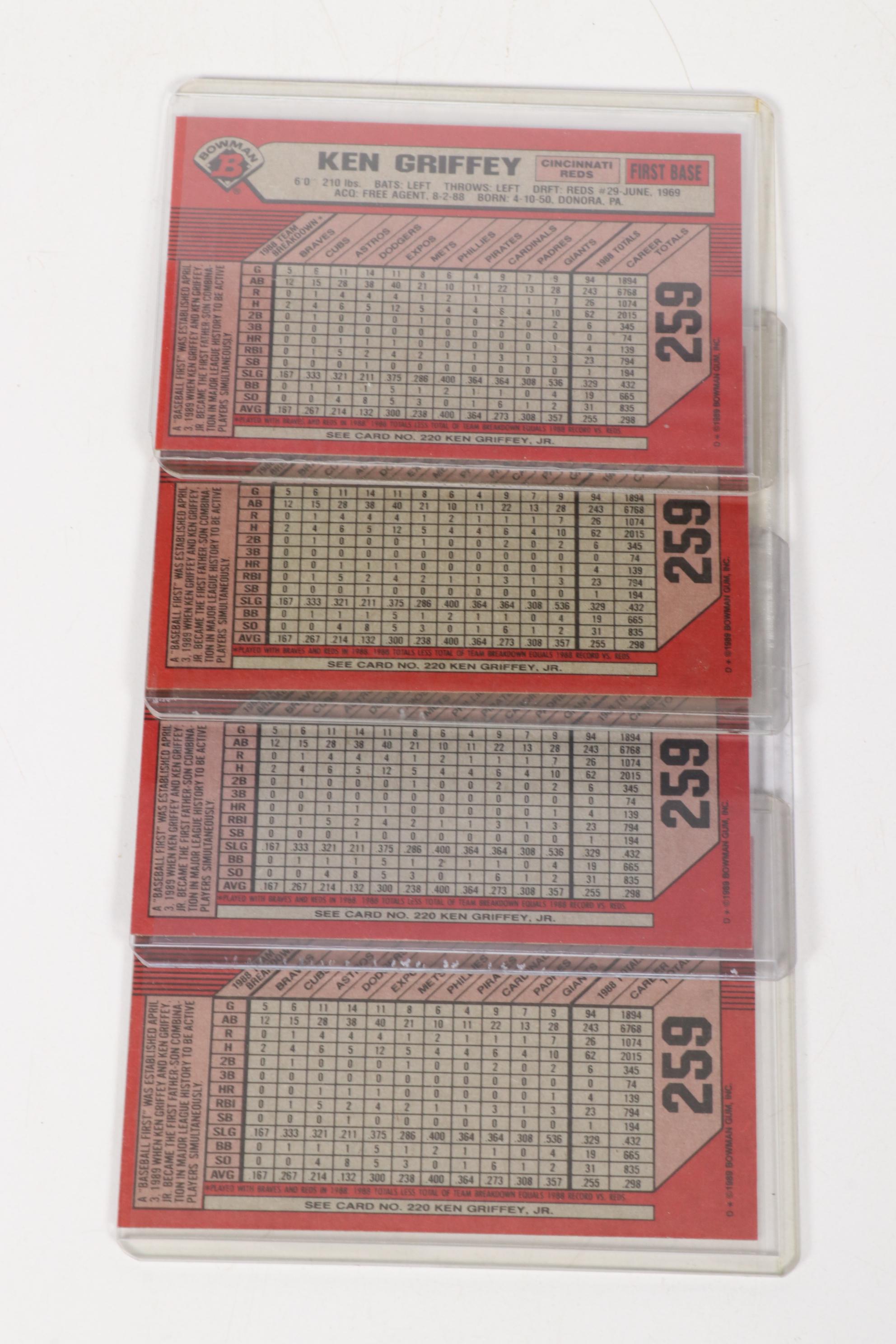 Ken Griffey MLB and Ken Griffey Jr. Rookie Baseball Trading Cards