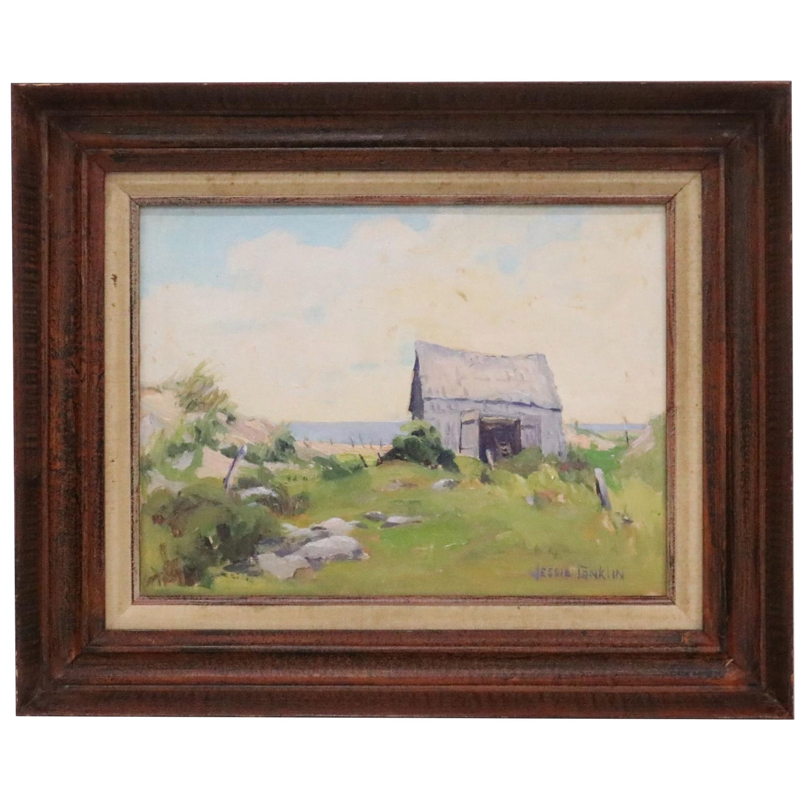 Jessie Conklin Coastal Landscape Oil Painting, Mid to Late 20th Century