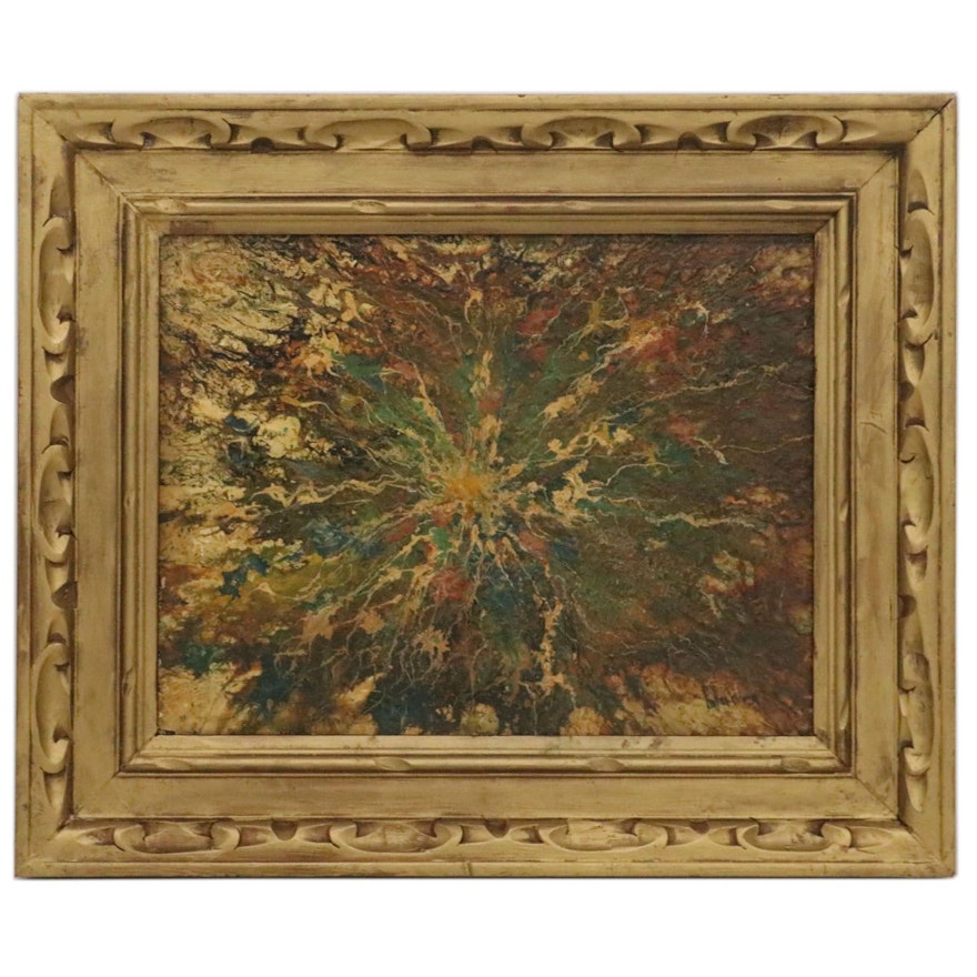 Abstract Expressionist Style Oil Painting, Mid-20th Century