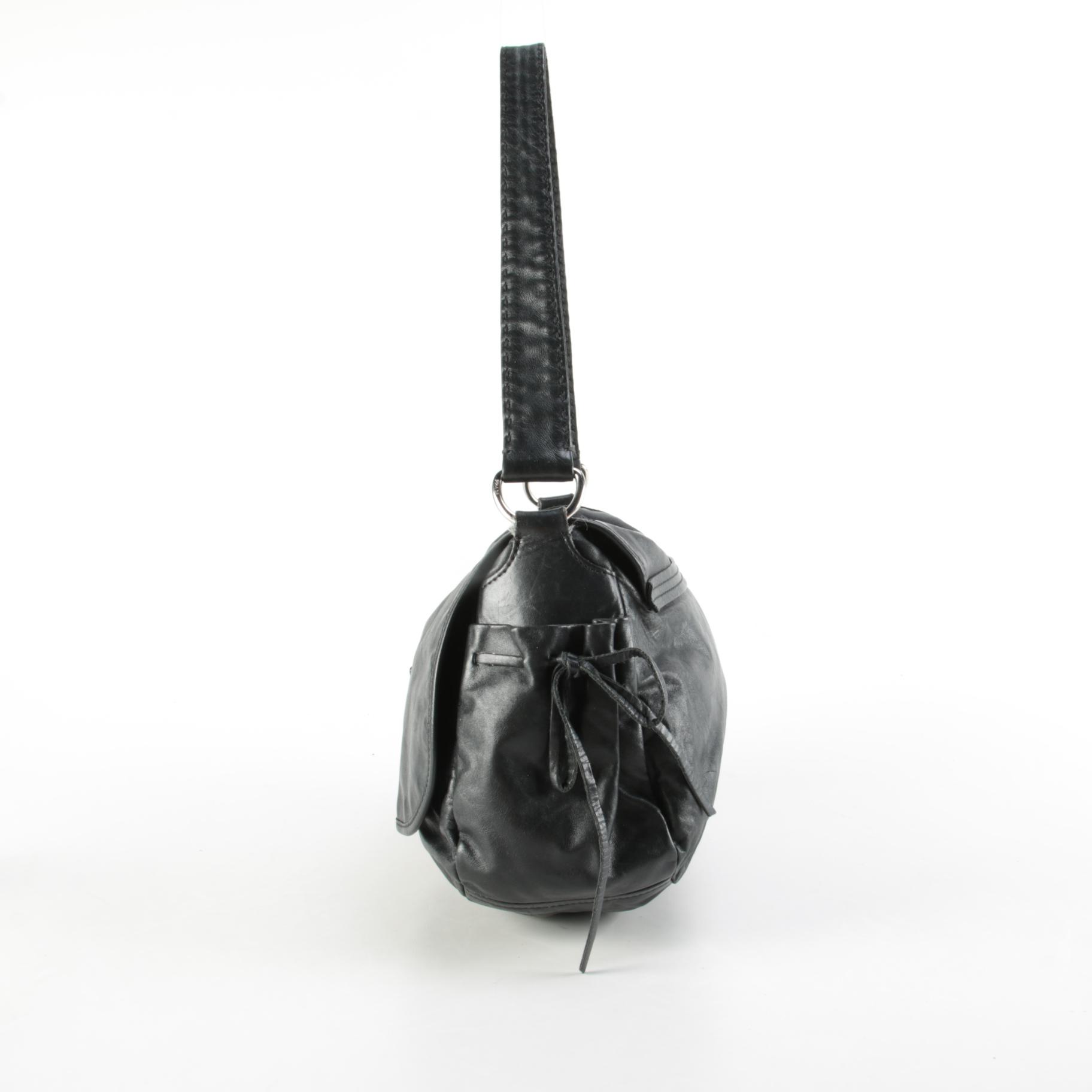 Prada Black Smooth Leather Flap Front Shoulder Bag