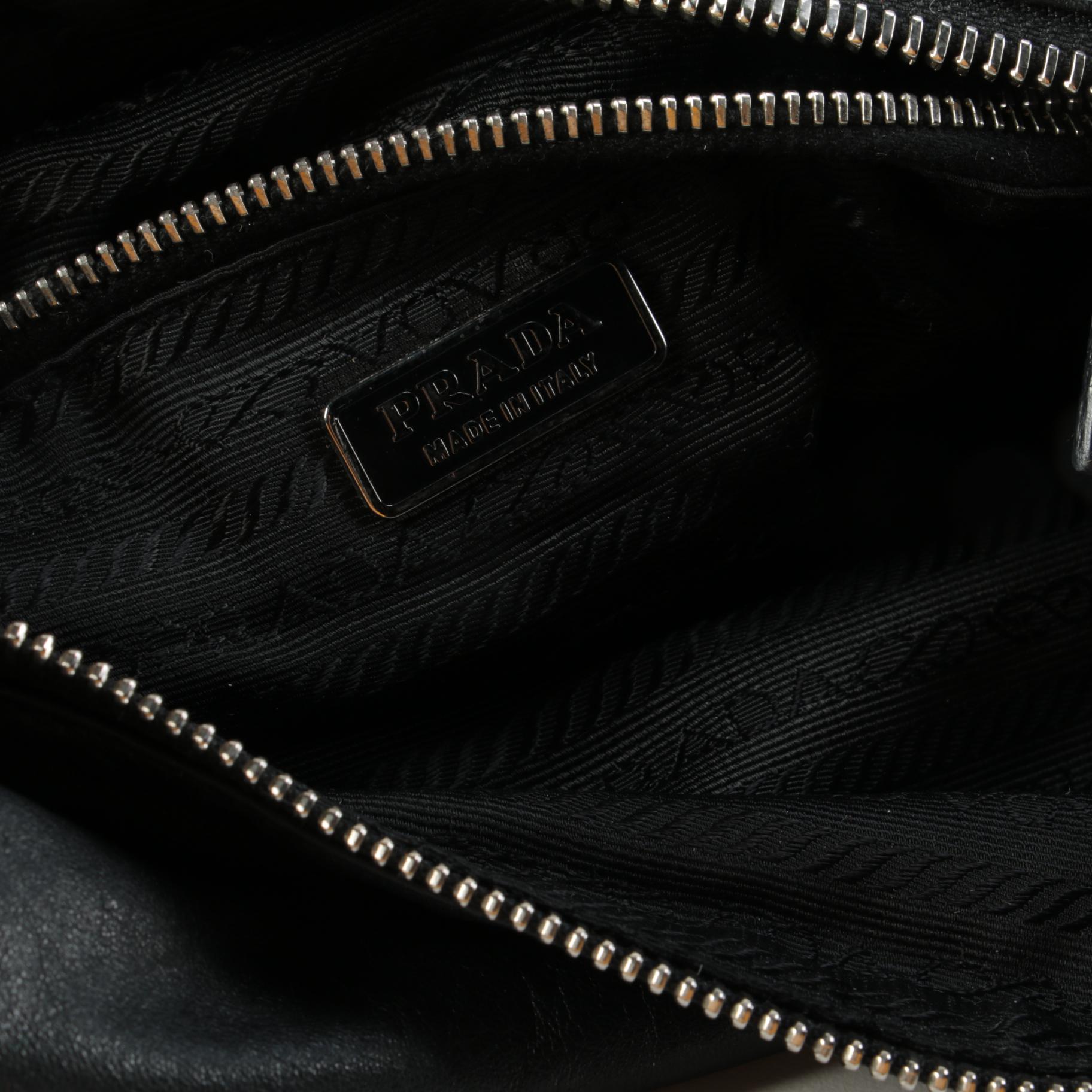 Prada Black Smooth Leather Flap Front Shoulder Bag