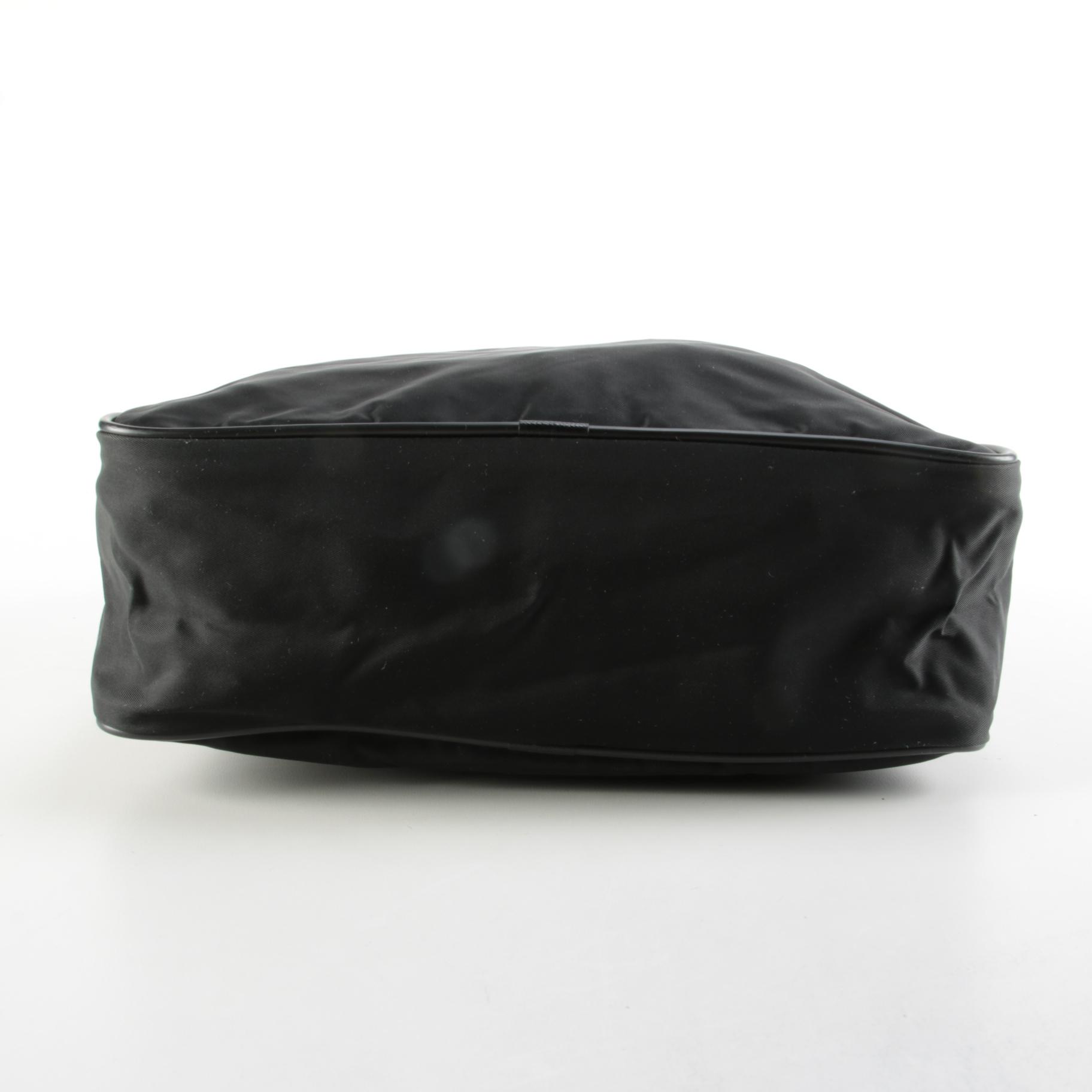 Prada Tessuto Black Nylon Messenger Bag with Canvas Strap