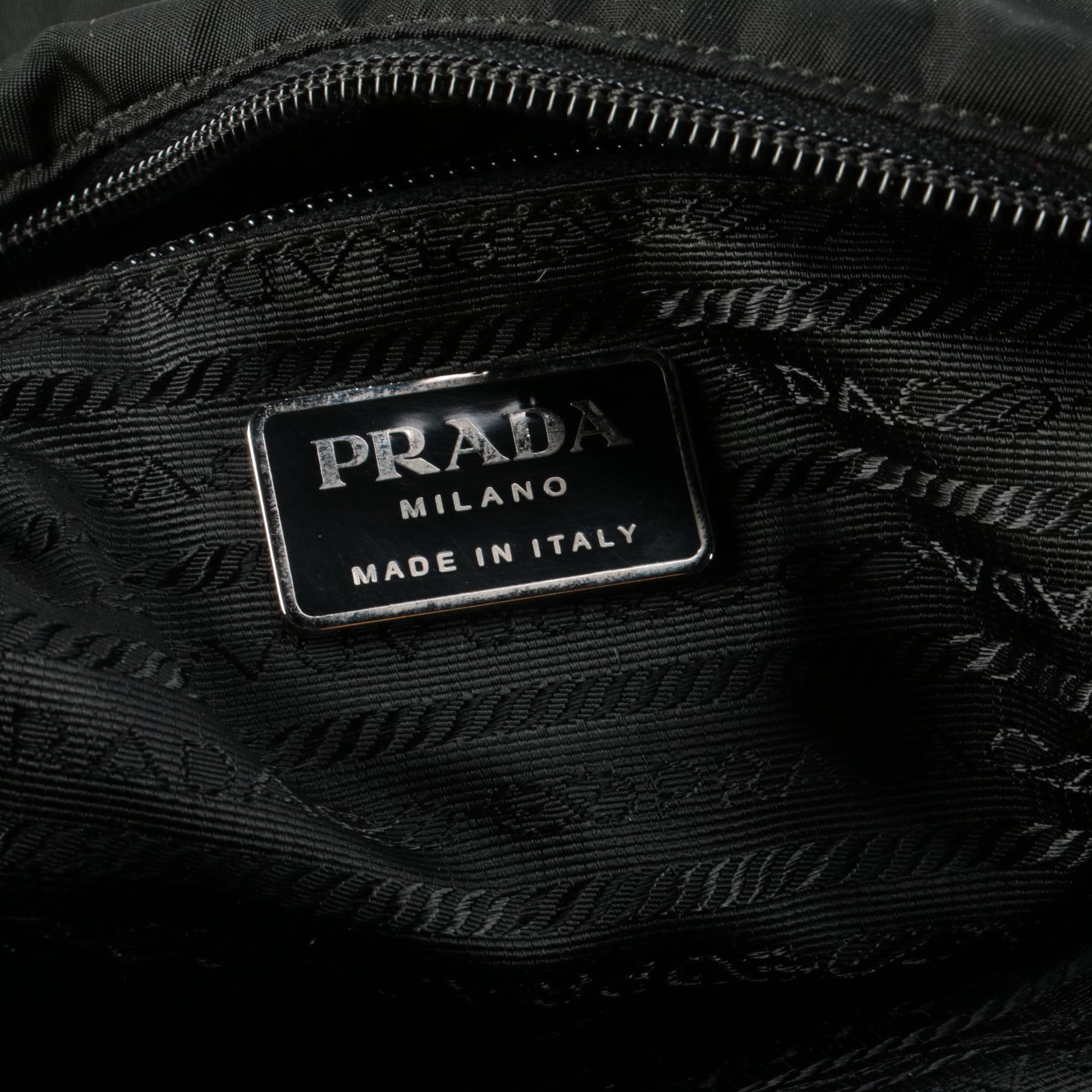 Prada Tessuto Black Nylon Messenger Bag with Canvas Strap