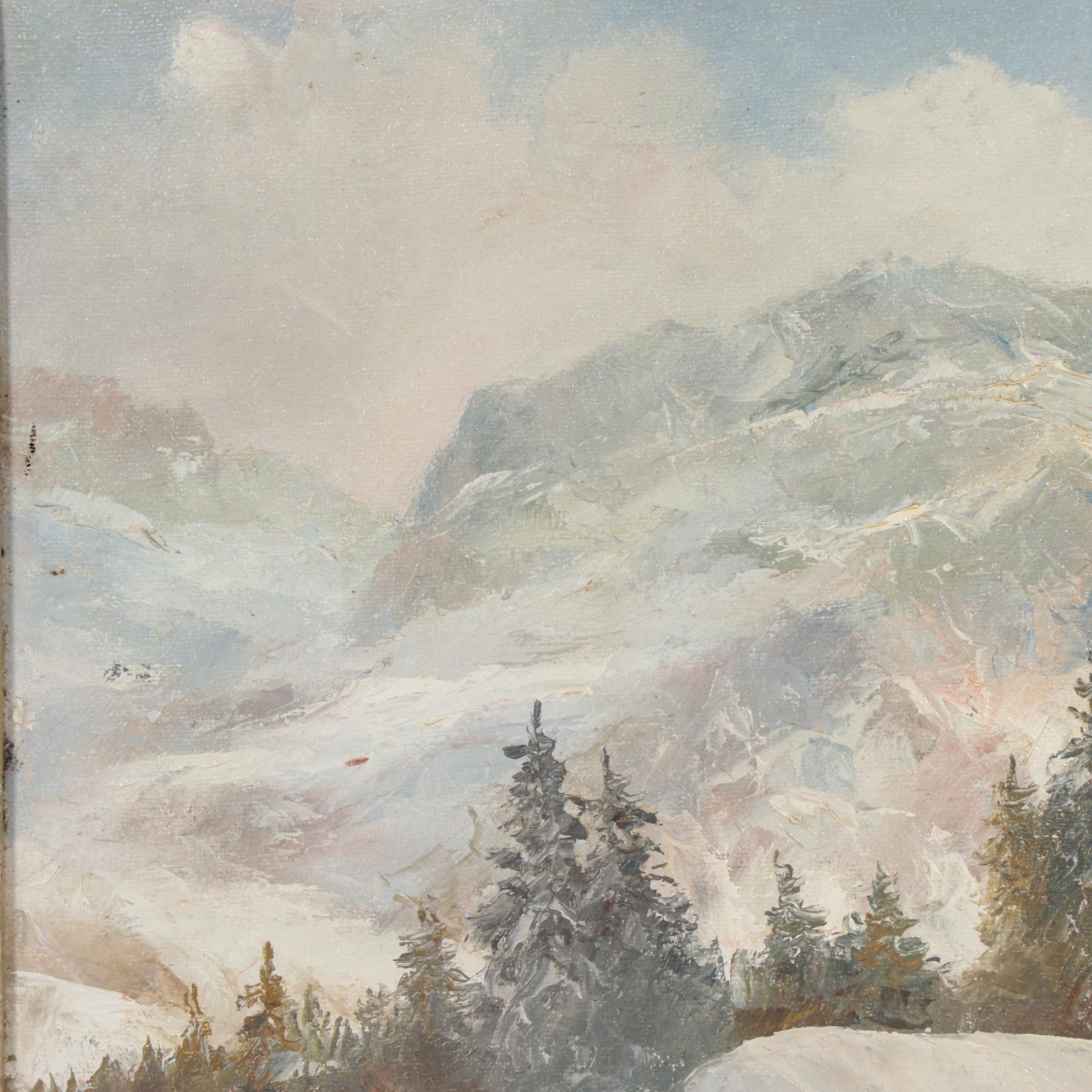 Gertrude Grigorov Winter Landscape Oil Painting, Mid to Late 20th century