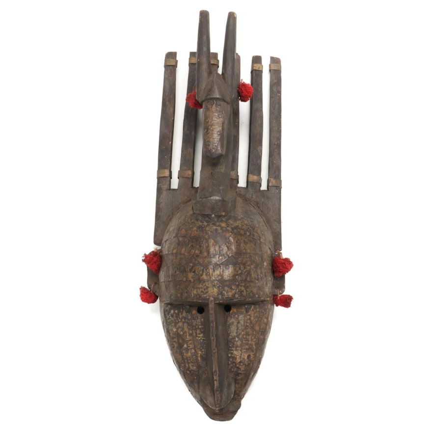 Bamana "N'tomo" Wood Mask with Antelope Motif, Mali