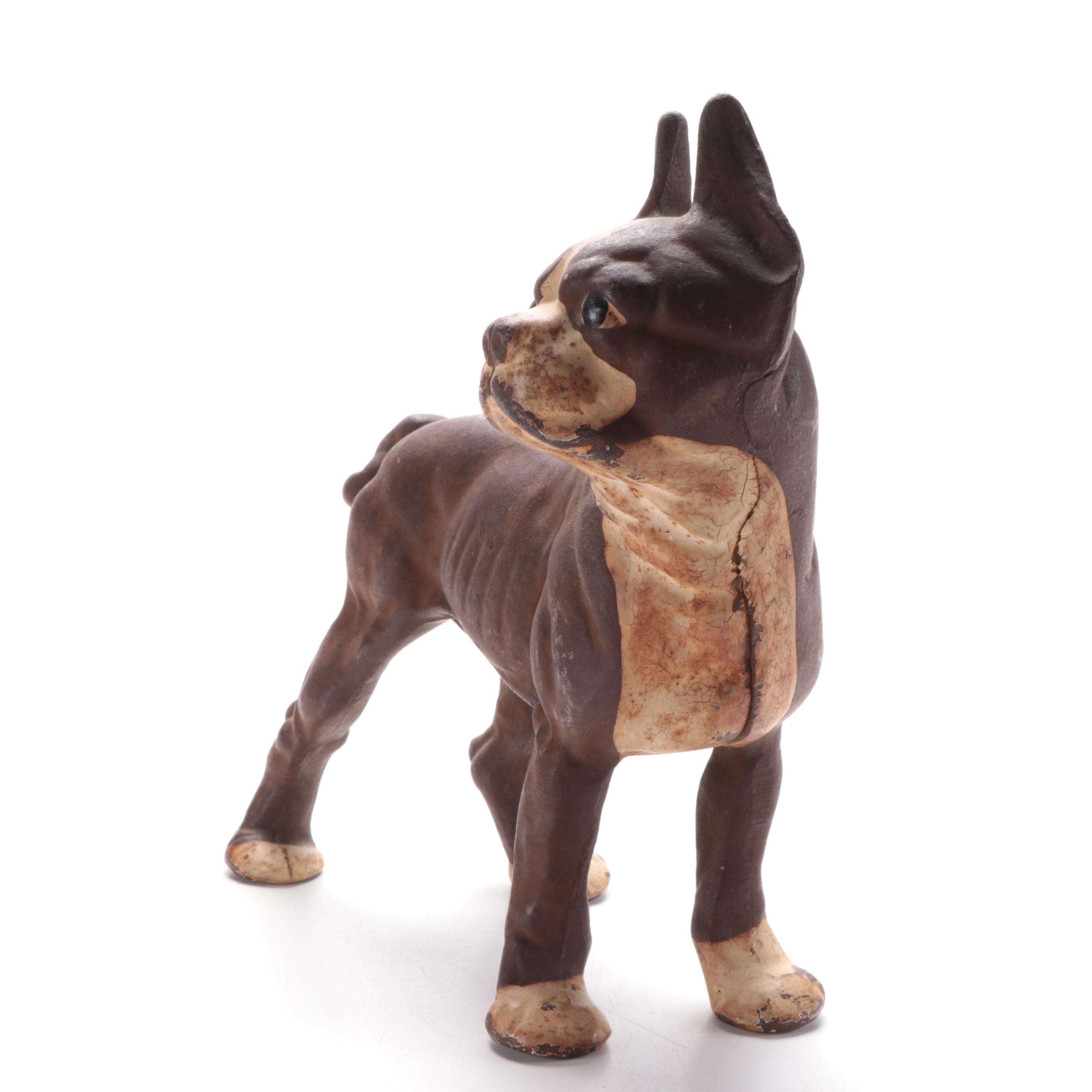 Reproduction Boston Terrier Cast Iron Doorstop in the Hubley Style, Mid 20th C