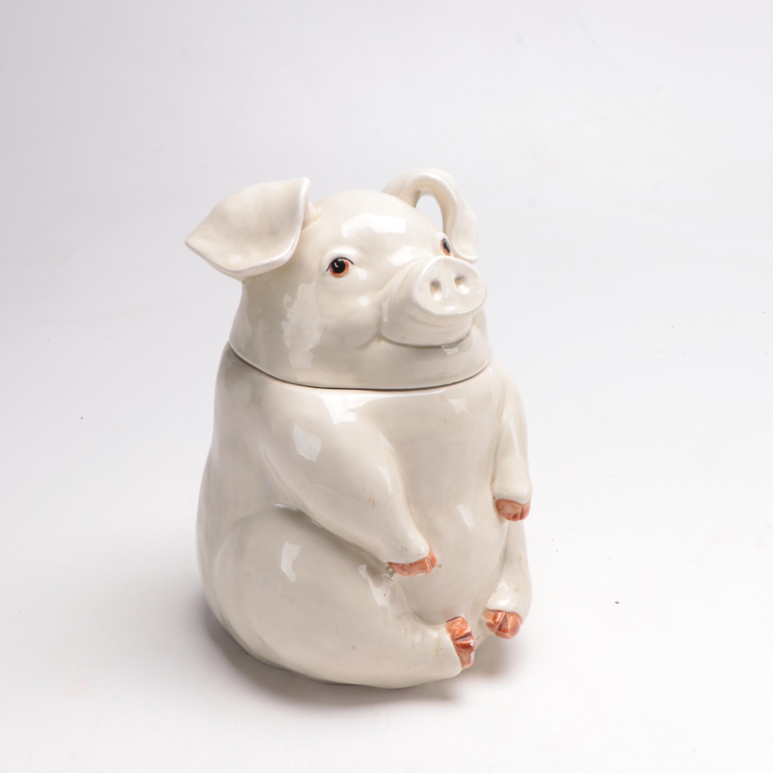 Fitz and Floyd Pig Shaped Ceramic Cookie Jar, 1970s