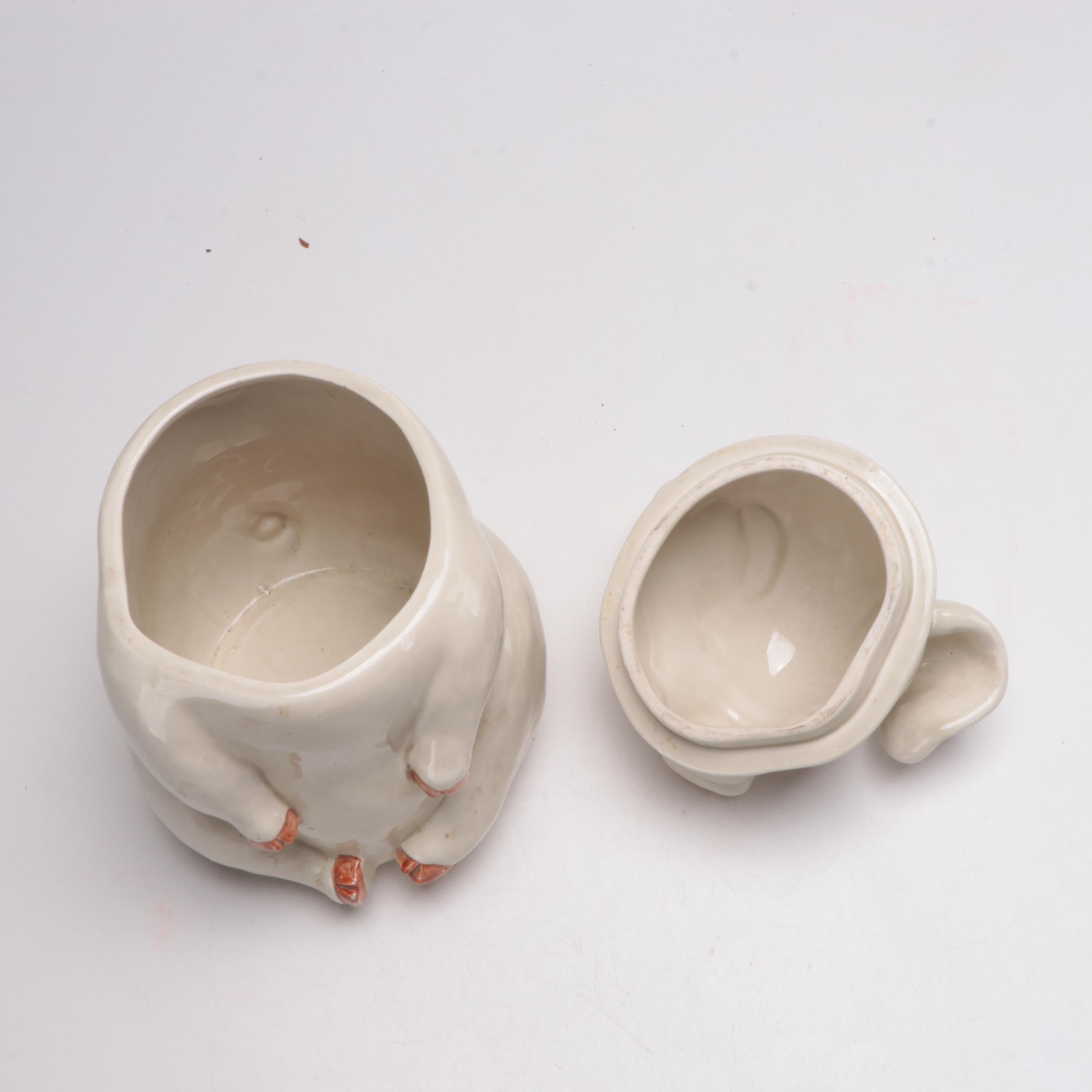 Fitz and Floyd Pig Shaped Ceramic Cookie Jar, 1970s