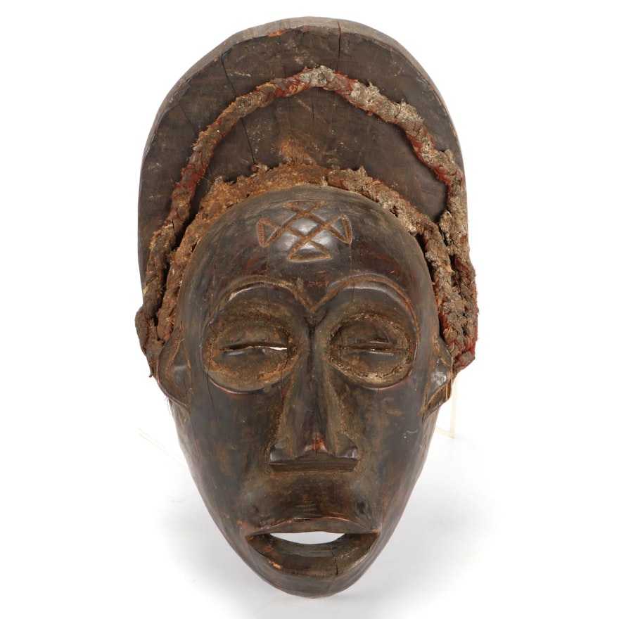 Chokwe Style Hand-Carved Wood Mask, Central Africa