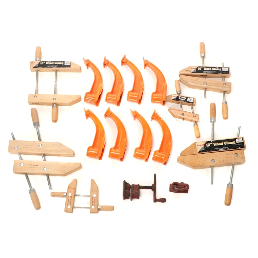 Mastodon Orange Clamp Deep Jaw Extenders w/ 1" Pipe Opening and Wood Clamps