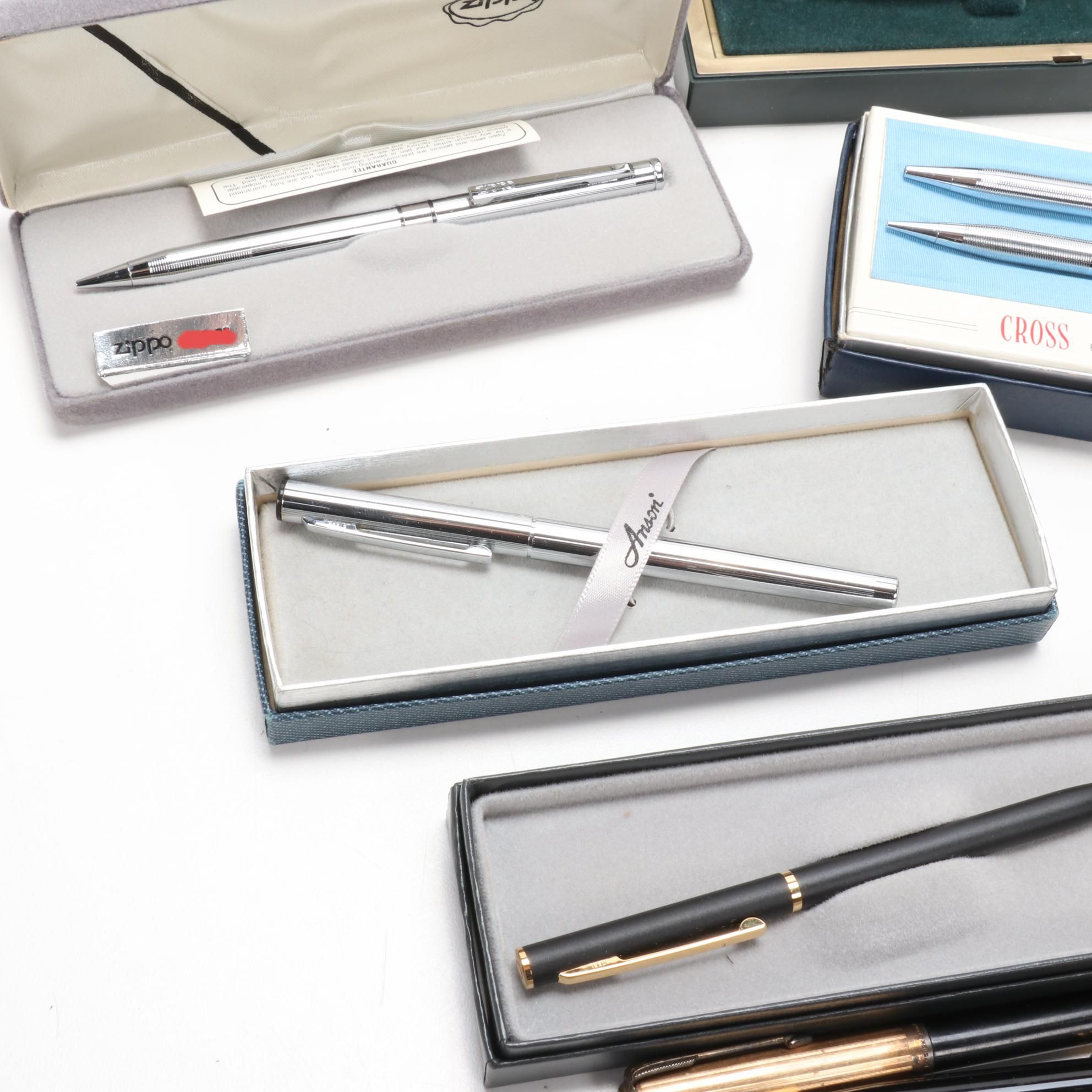 Cross, Parker, Anson and Zippo Pens and Mechanical Pencils
