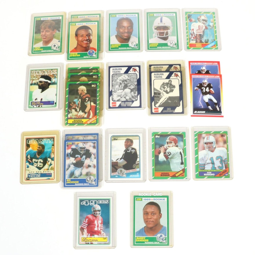 Barry Sanders, Bo Jackson, Jerry Rice Rookies and Other Football Cards, 1980s