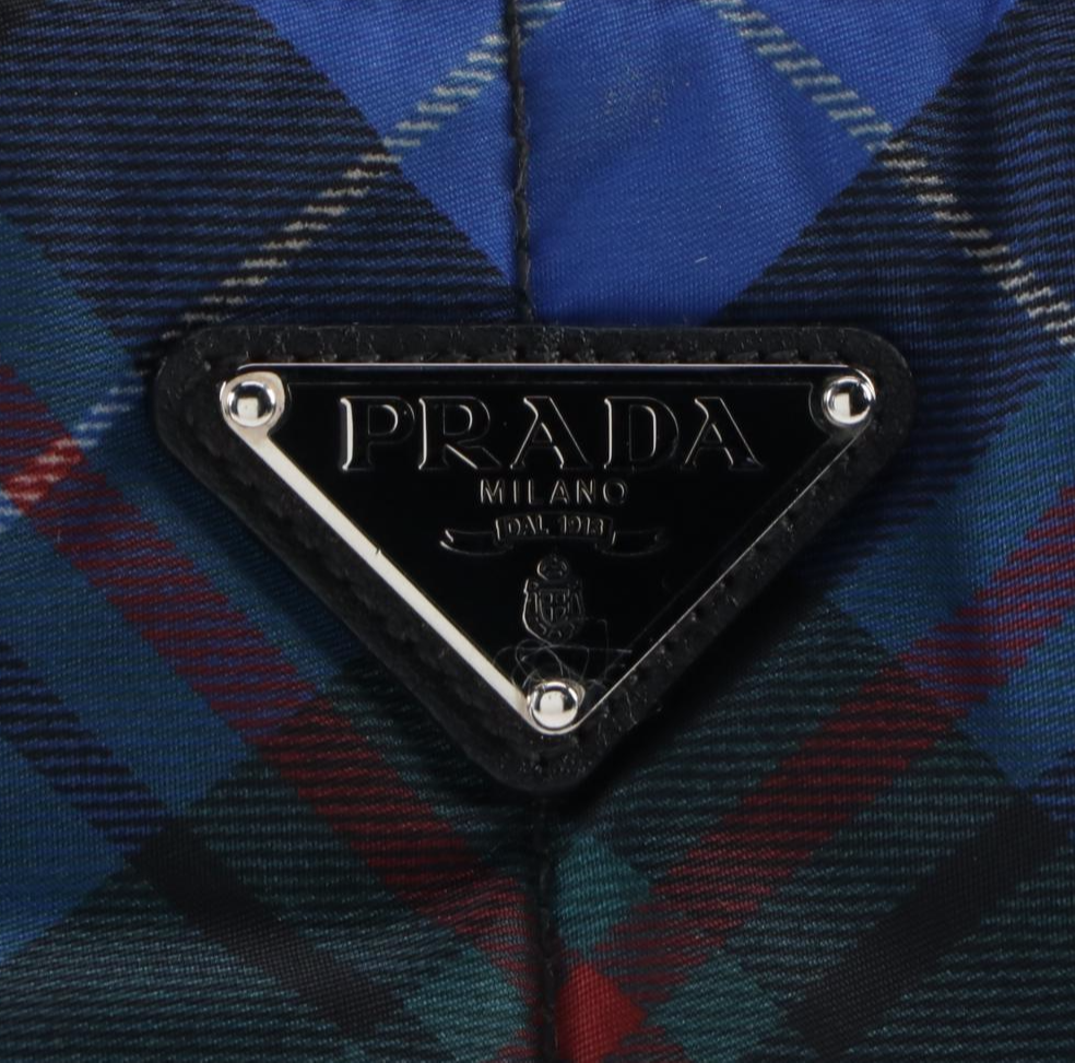 Prada Tartan Plaid Tessuto Nylon Tote Bag