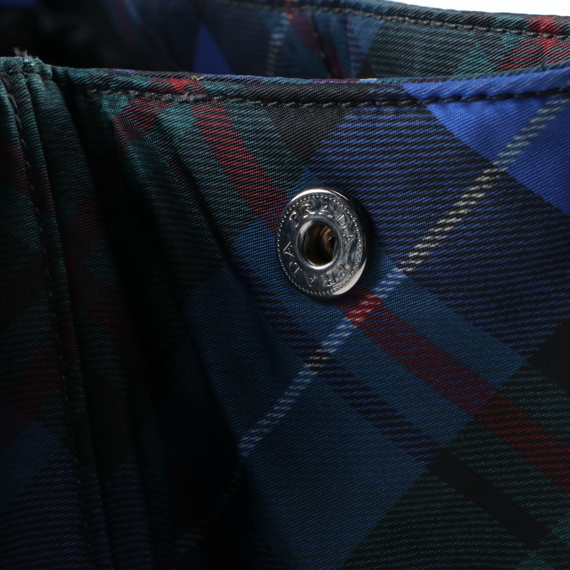 Prada Tartan Plaid Tessuto Nylon Tote Bag