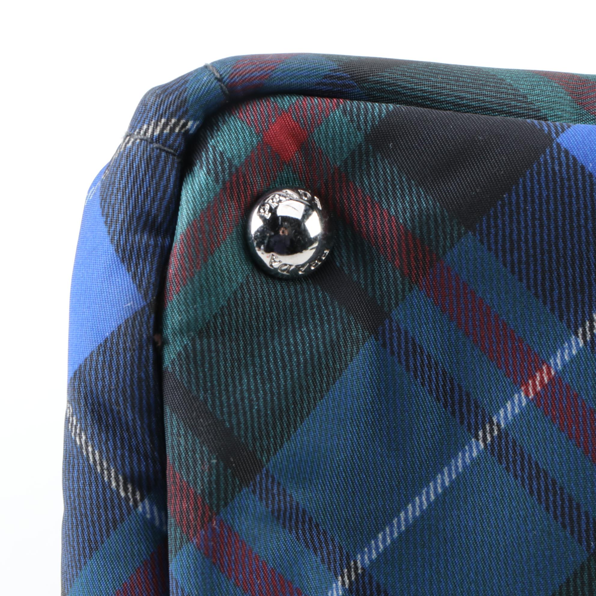 Prada Tartan Plaid Tessuto Nylon Tote Bag