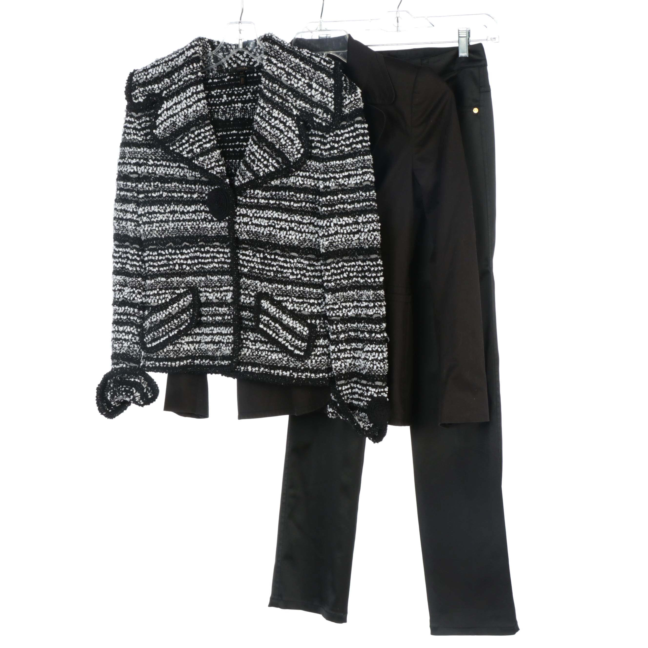 Escada Tweed Jacket, Black Suit Jacket and Black Jean Style Pants