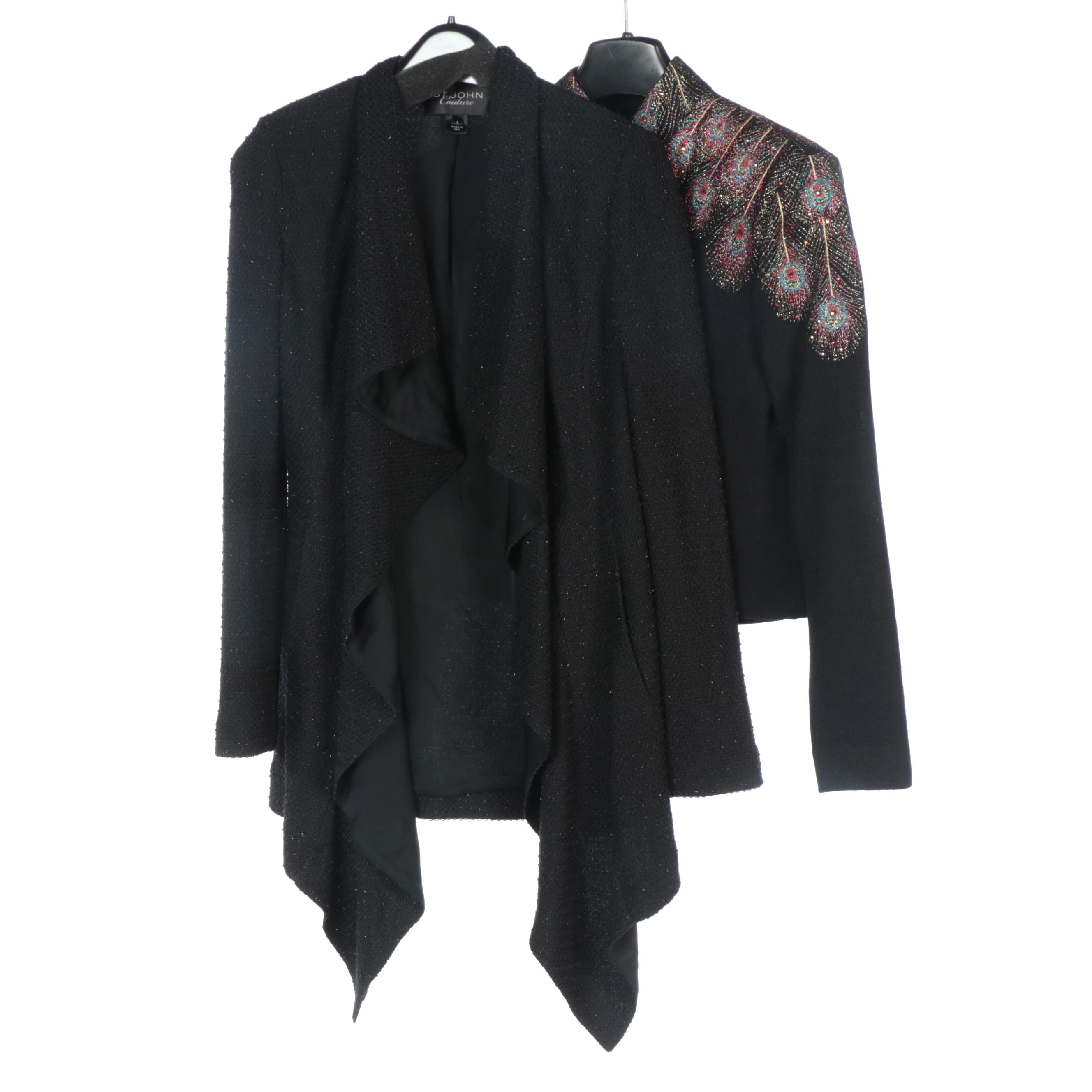 St. John Couture Draped Open Front and St. John Evening Embellished Jackets