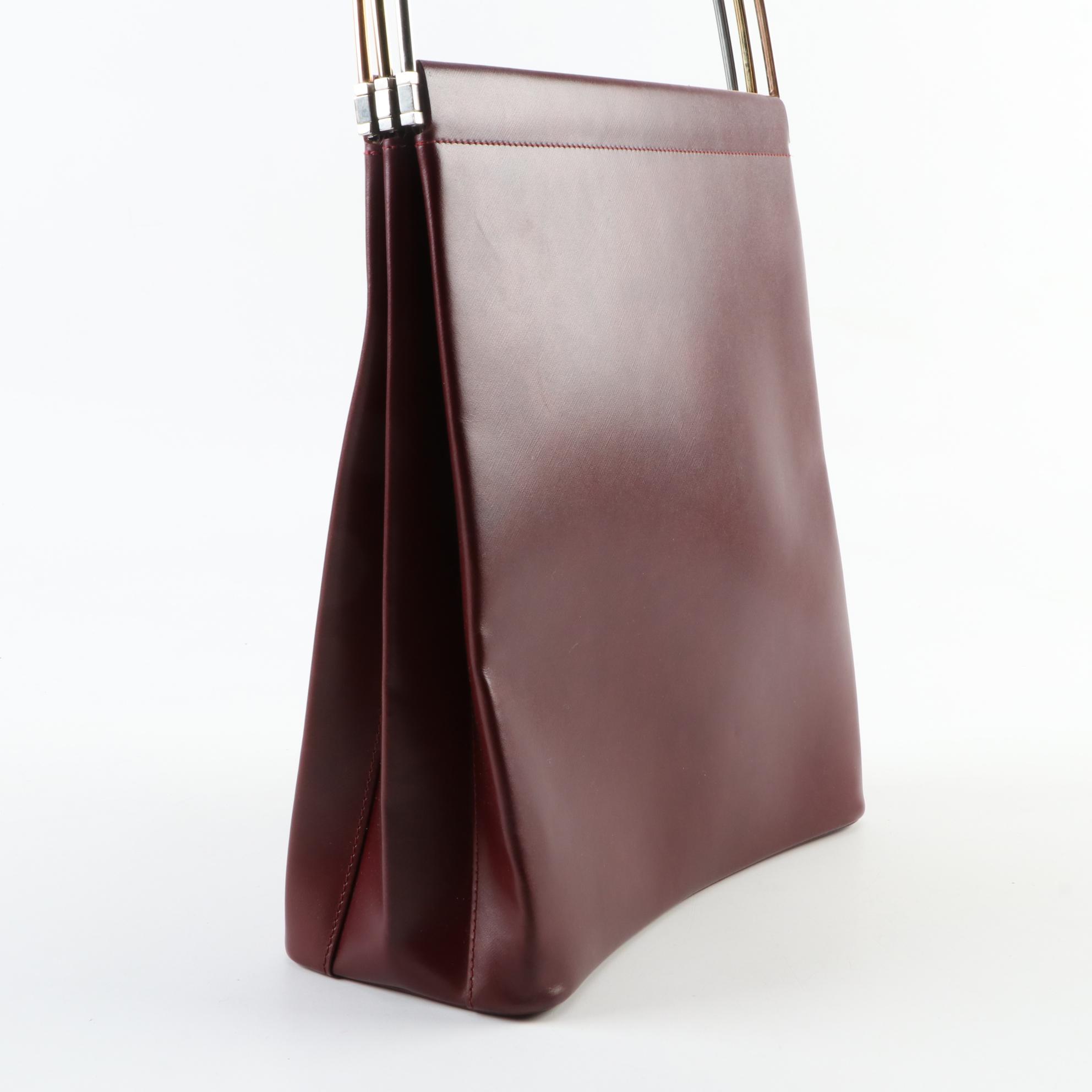 Must de Cartier Trinity Burgundy Leather Top Handle Bag