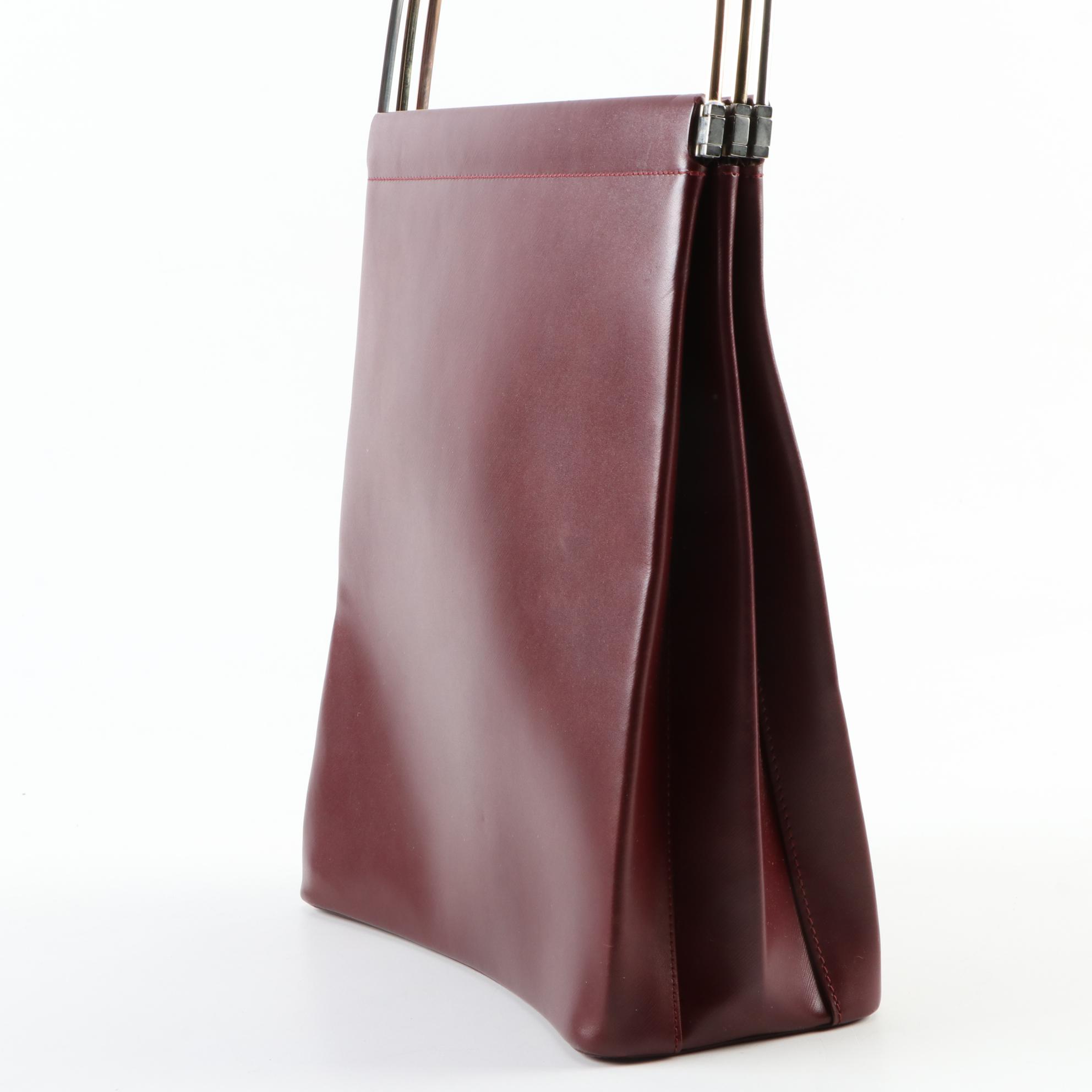 Must de Cartier Trinity Burgundy Leather Top Handle Bag