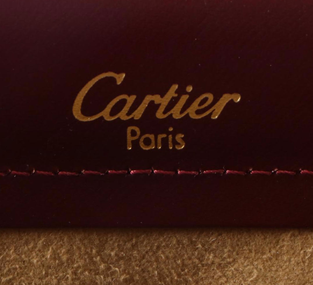 Must de Cartier Trinity Burgundy Leather Top Handle Bag