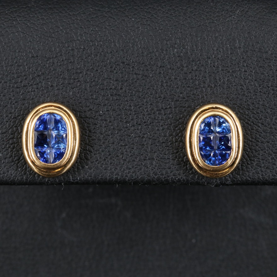 18K Invisible Set Sapphire Earrings