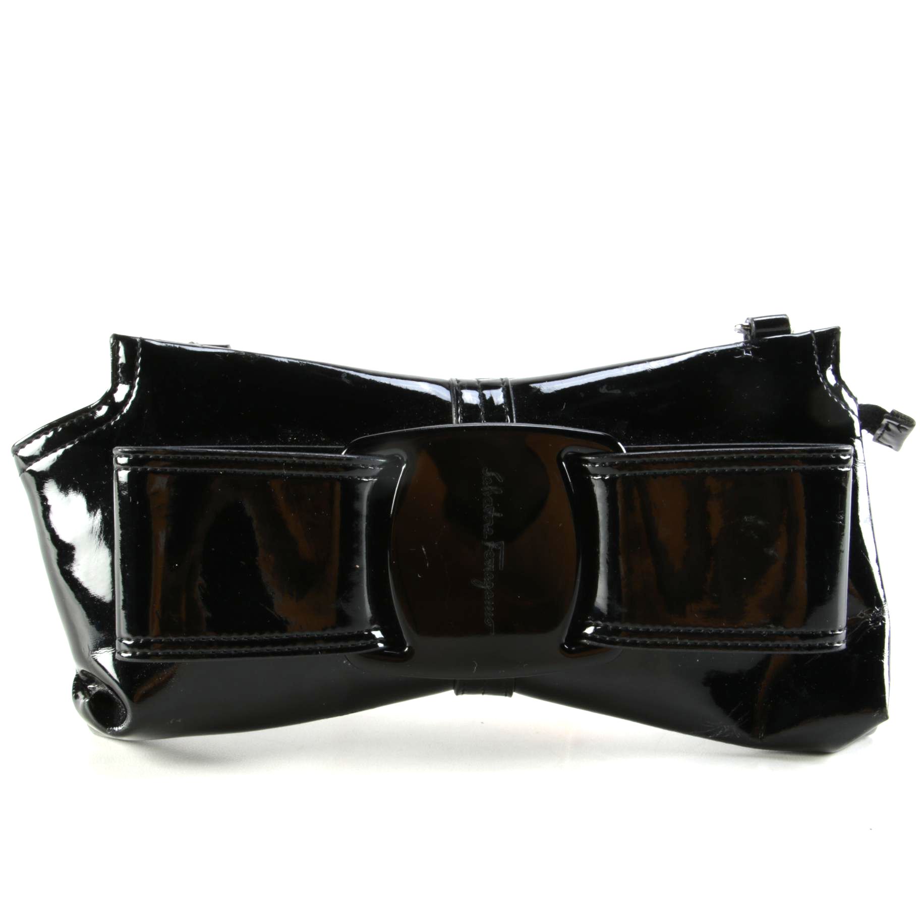Salvatore Ferragamo Vara Bow Small Crossbody Bag in Black Patent Leather