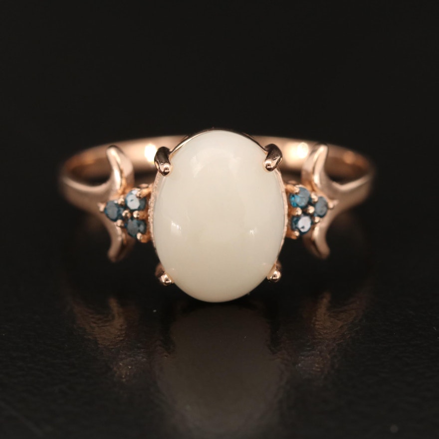 14K Rose Gold Opal and Diamond Ring