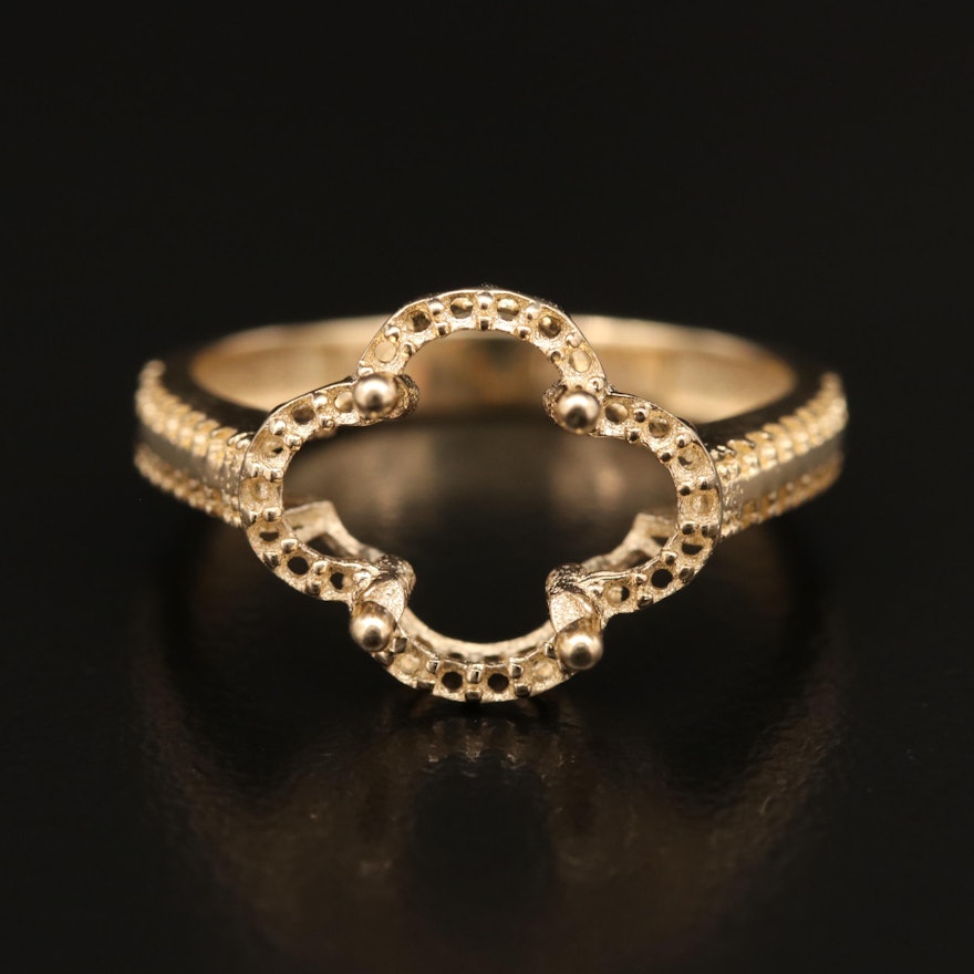 14K Open-Mount Quatrefoil Ring