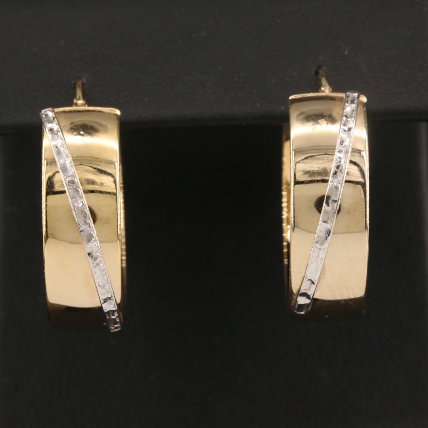 14K Two-Tone Hoop Earrings