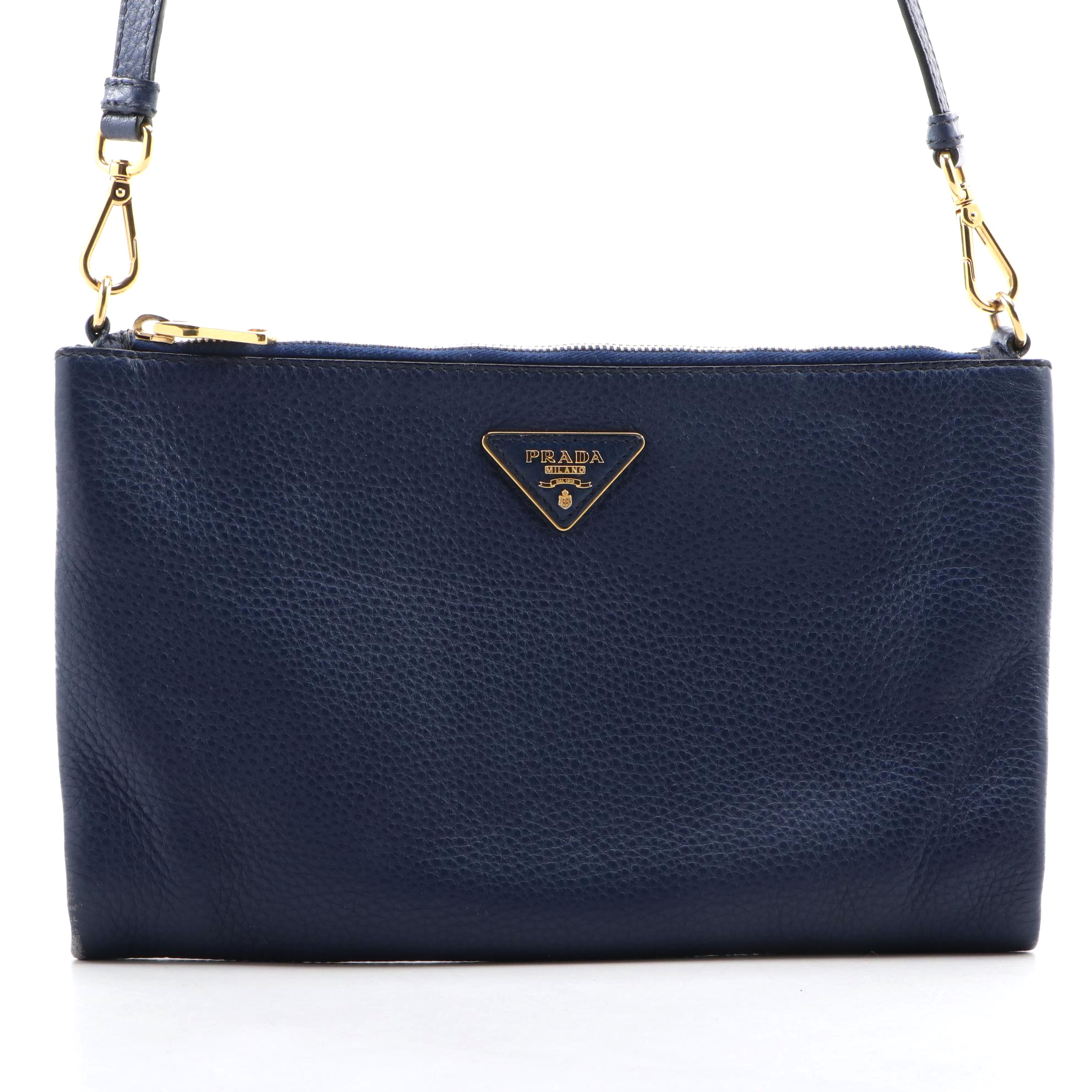Prada Crossbody Bag in Indigo Vitello Daino Leather