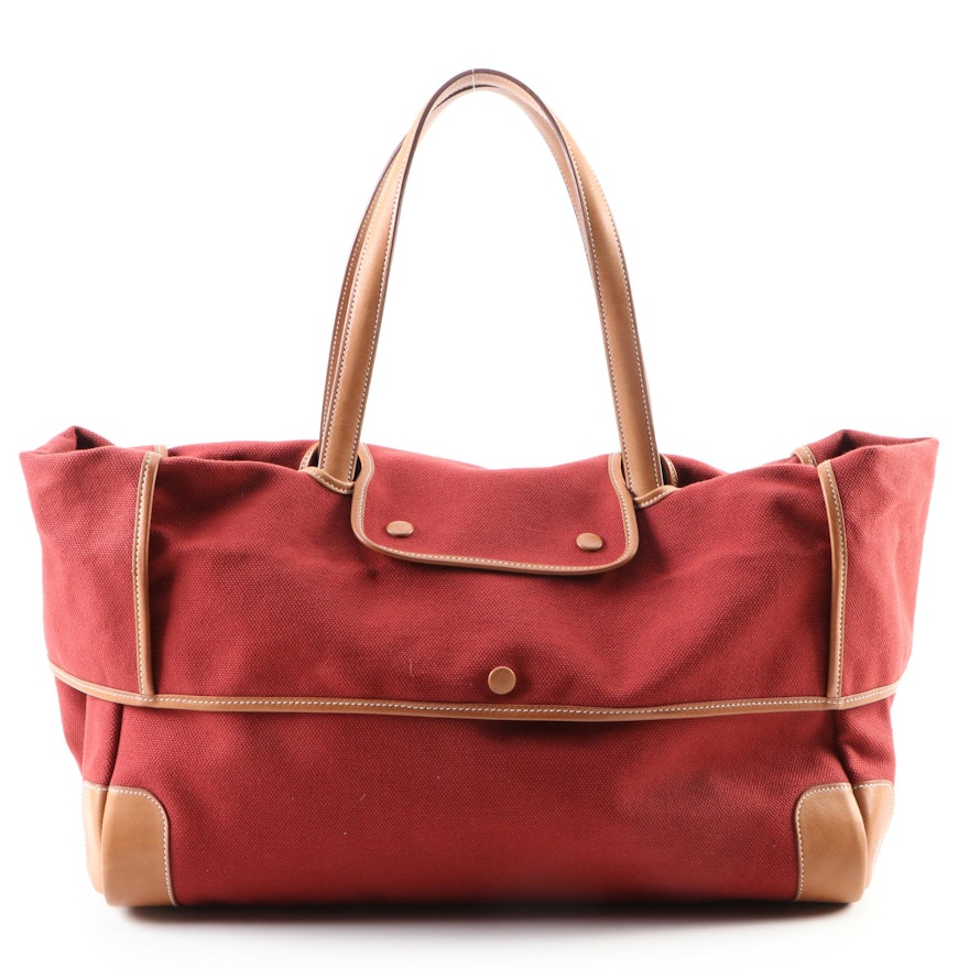Hermès Passe-Passe 35 Bag in Rouge Moyen Toile and Leather Trim