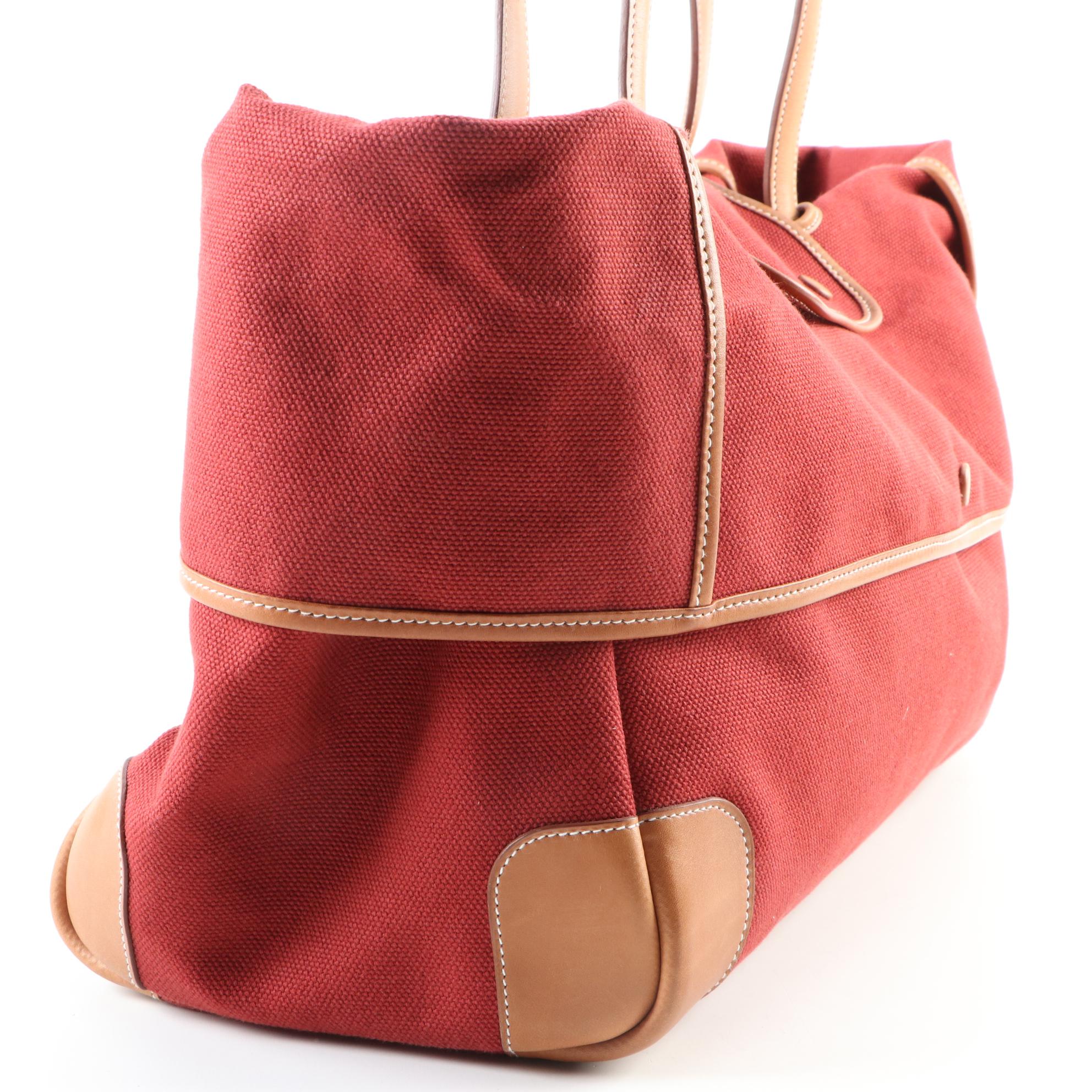 Hermès Passe-Passe 35 Bag in Rouge Moyen Toile and Leather Trim