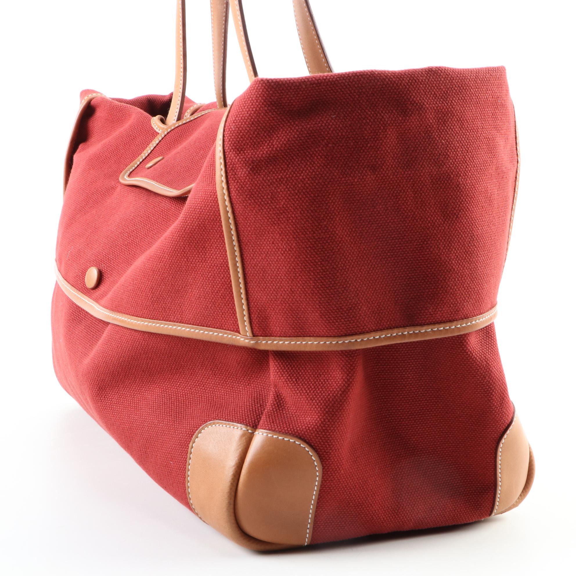 Hermès Passe-Passe 35 Bag in Rouge Moyen Toile and Leather Trim