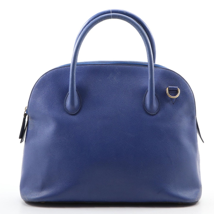 Céline Two-Way Domed Satchel in Cobalt Blue Pebbled Leather