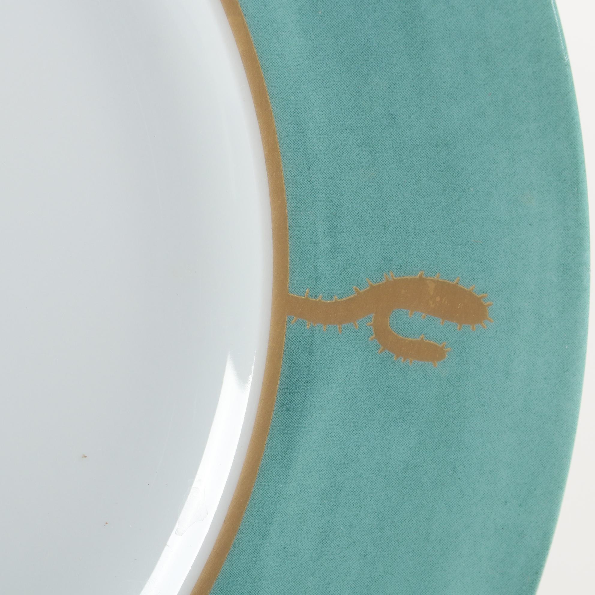 Hilton McConnico for Daum France "Cactus" Porcelain Dinner Plates and Chargers